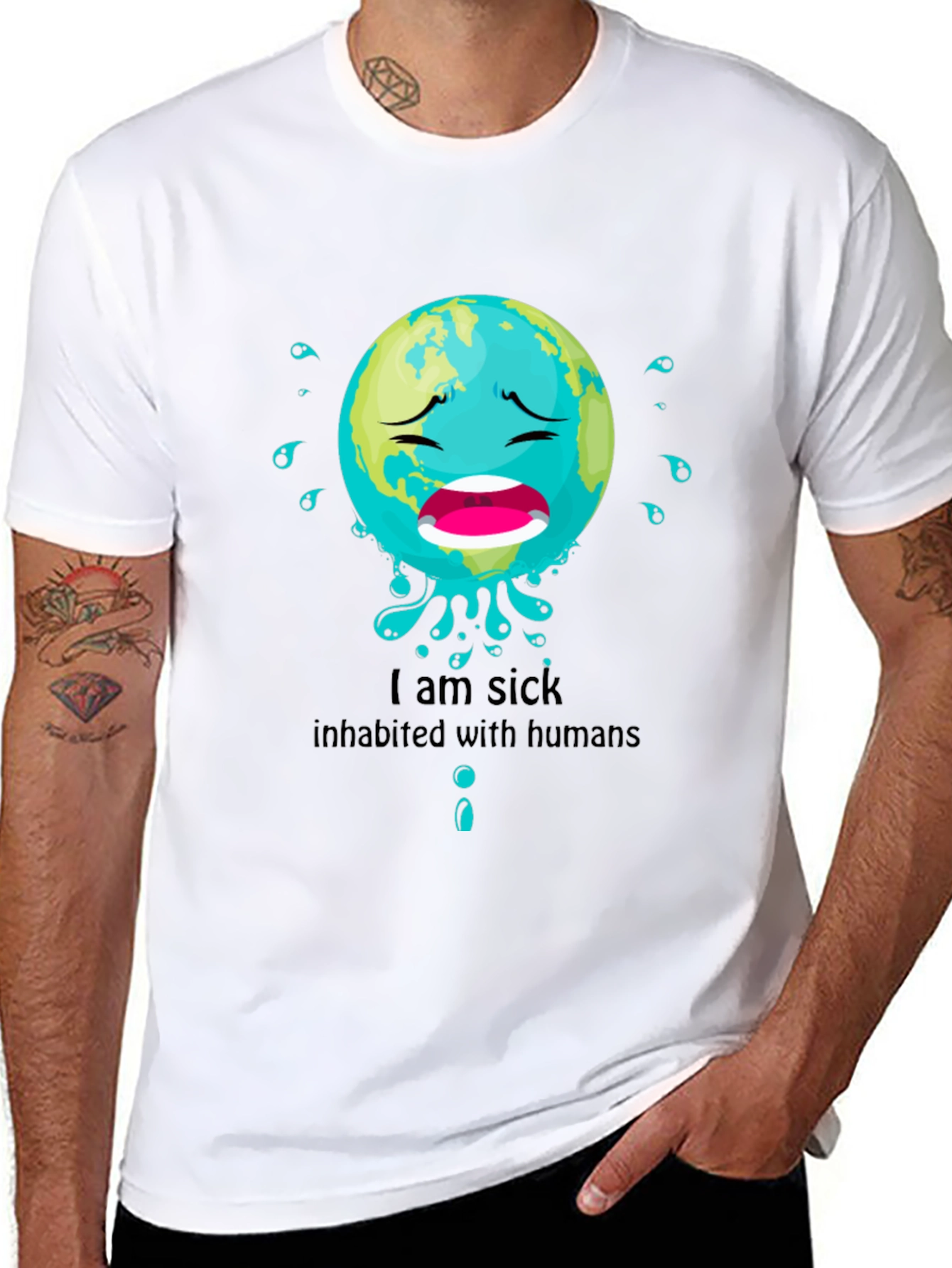 Sick Earth Graphic Tee - Environmental Awareness T-Shirt