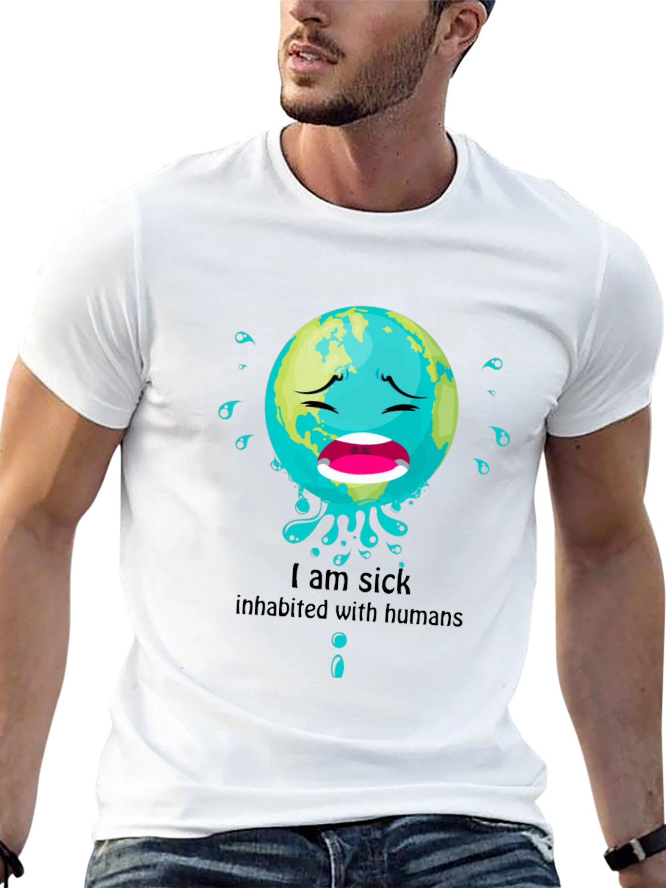 Sick Earth Graphic Tee - Environmental Awareness T-Shirt