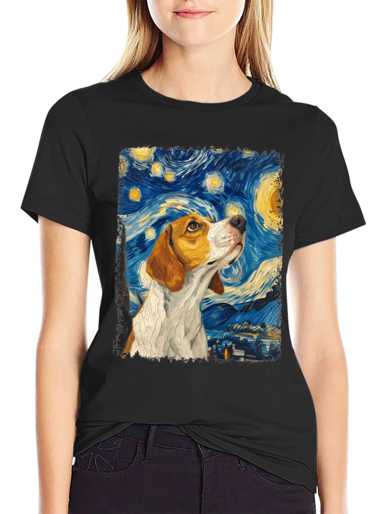 Starry Night Beagle T-Shirt - Unique Art Tee