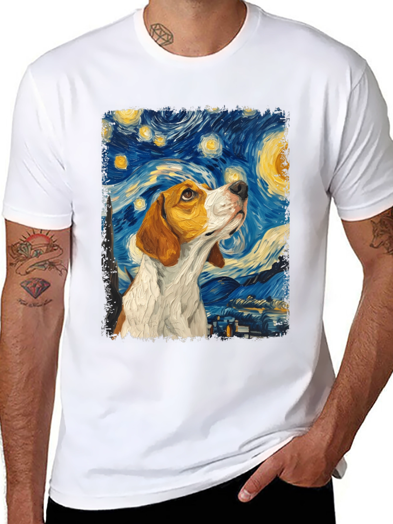 Starry Night Beagle T-Shirt - Unique Art Tee