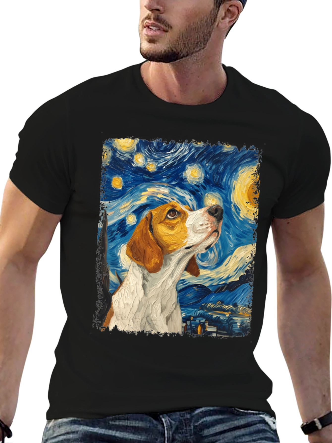 Starry Night Beagle T-Shirt - Unique Art Tee