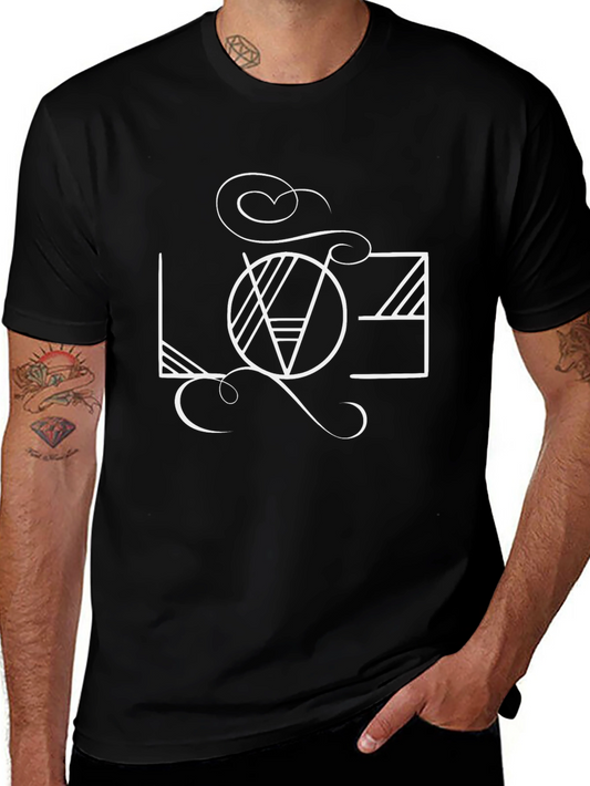Abstract LOVE Graphic Black T-Shirt