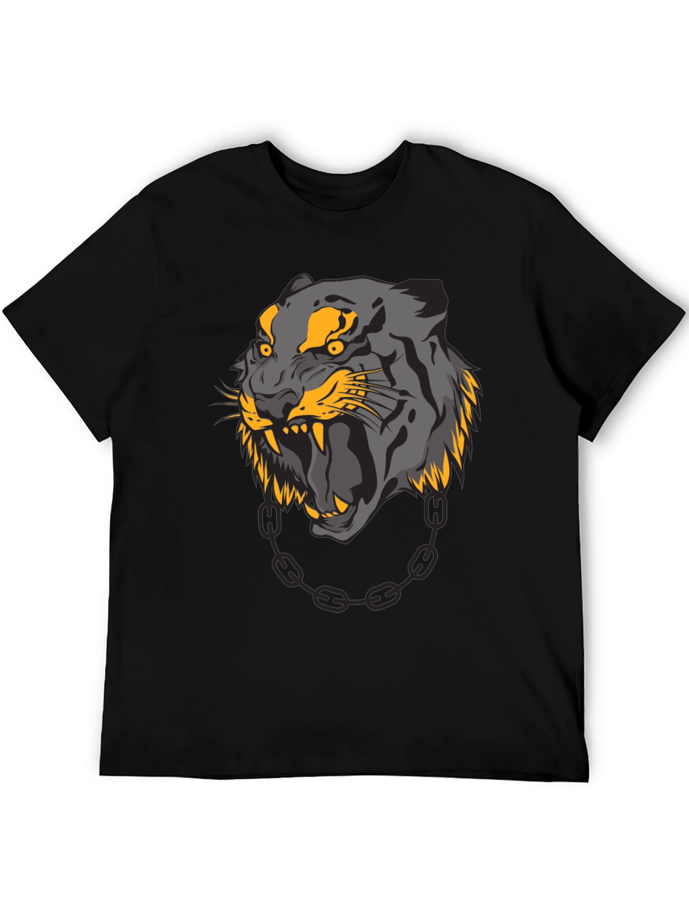 Mens Black T-Shirt with Panther Graphic