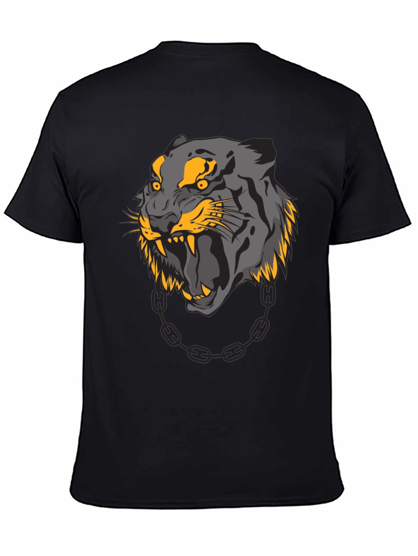 Mens Black T-Shirt with Panther Graphic