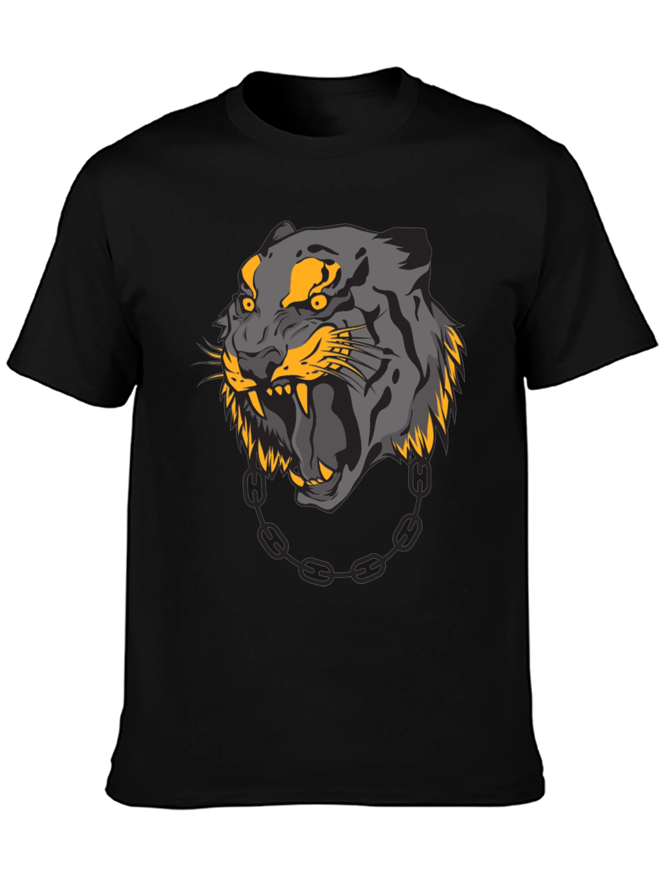Mens Black T-Shirt with Panther Graphic