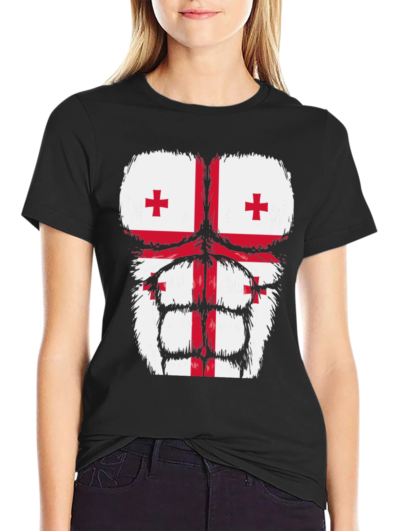 Georgia Flag Gorilla Chest T-Shirt