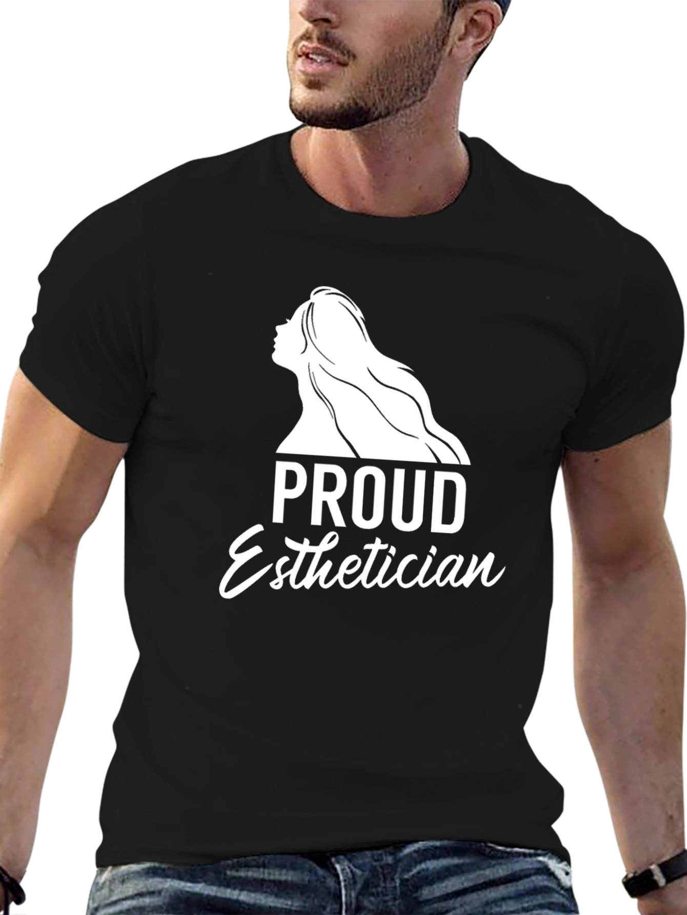 Proud Esthetician Black Graphic T-Shirt