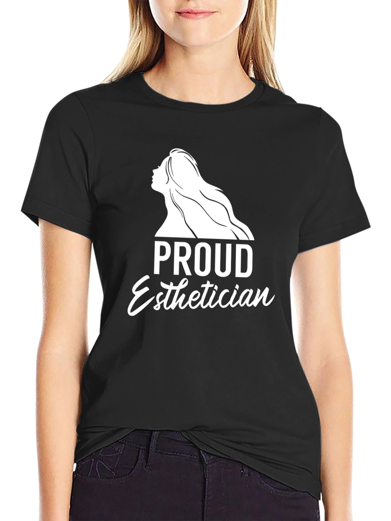 Proud Esthetician Black Graphic T-Shirt