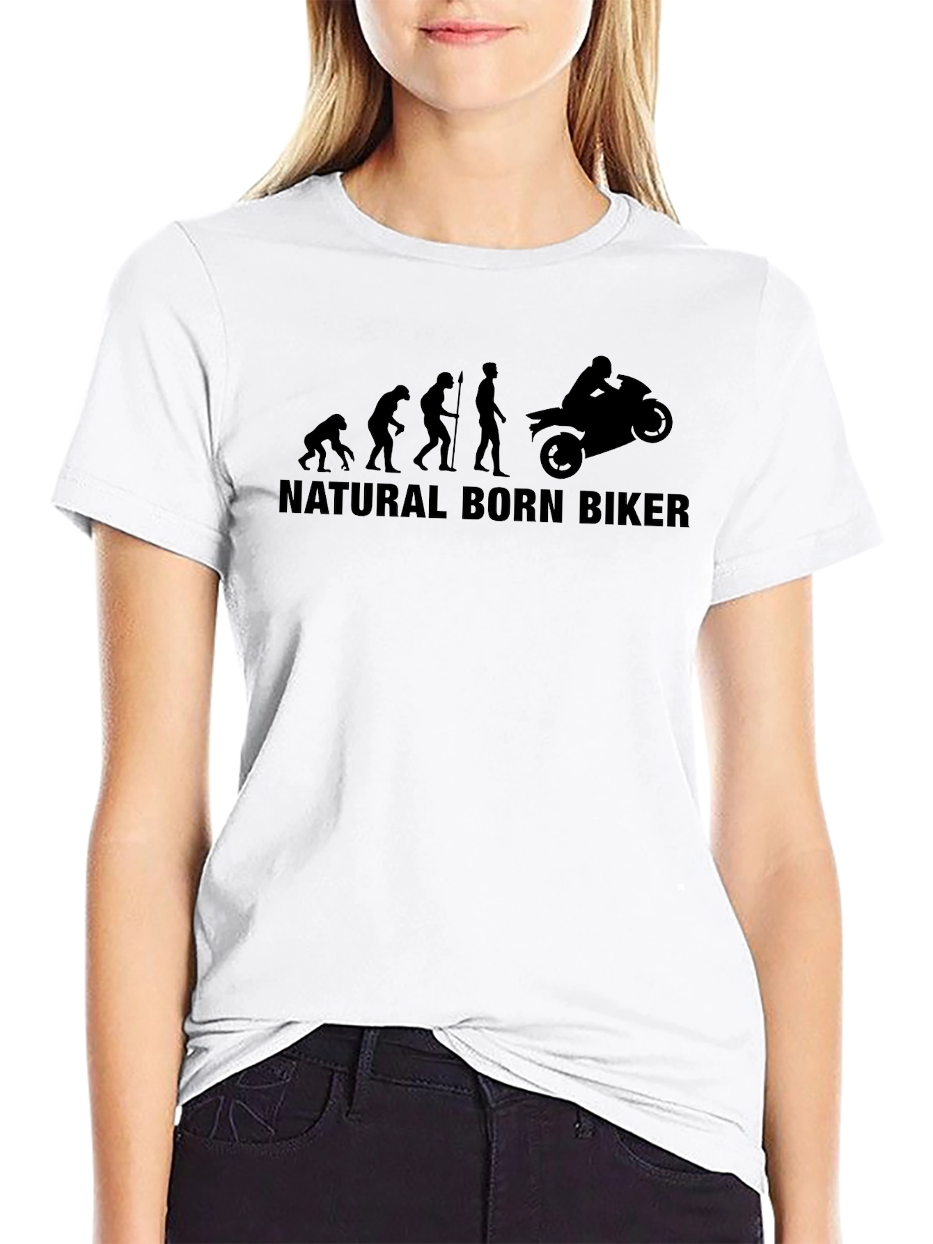 Natural Born Biker Evolution Black Graphic Tee