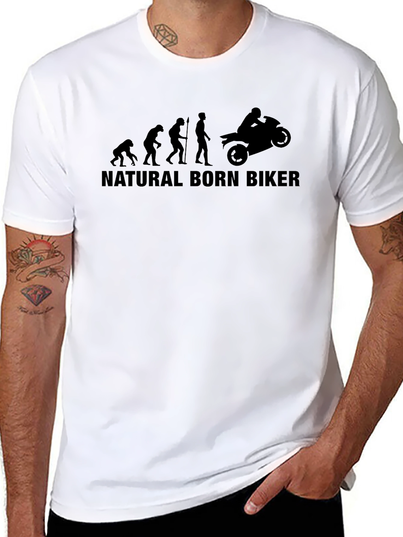 Natural Born Biker Evolution Black Graphic Tee