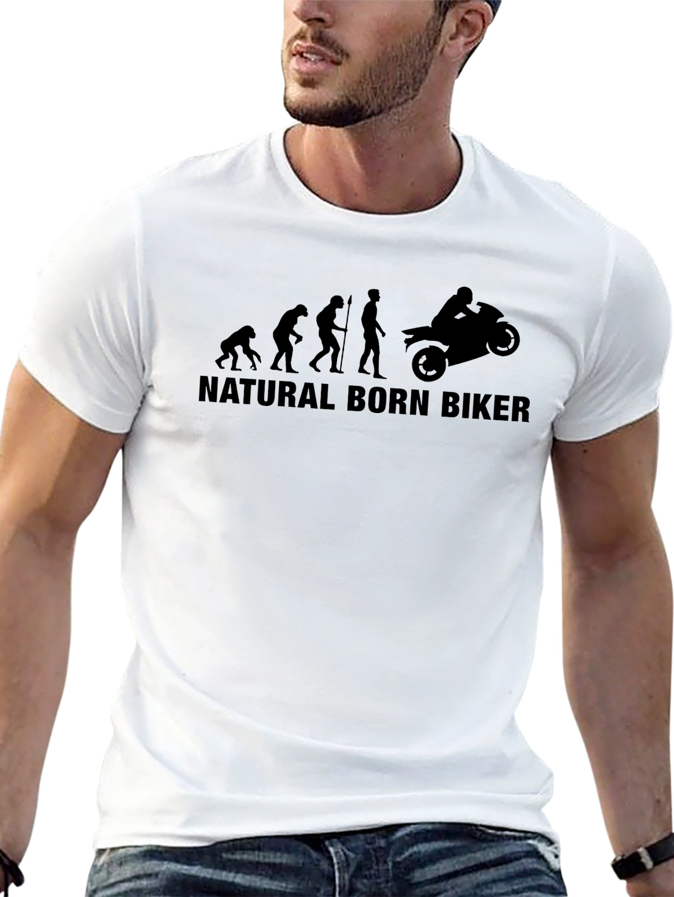Natural Born Biker Evolution Black Graphic Tee
