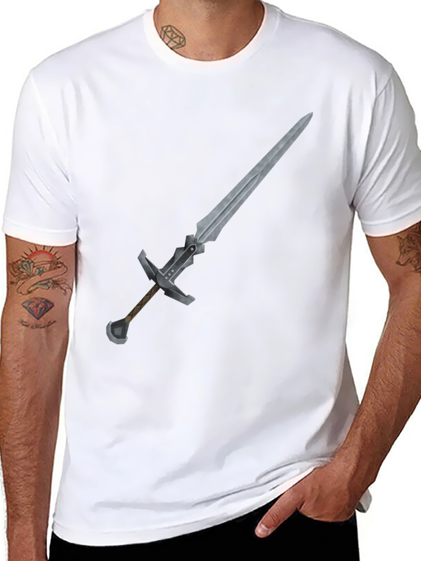 Sword Graphic Tee - Black Cotton T-Shirt