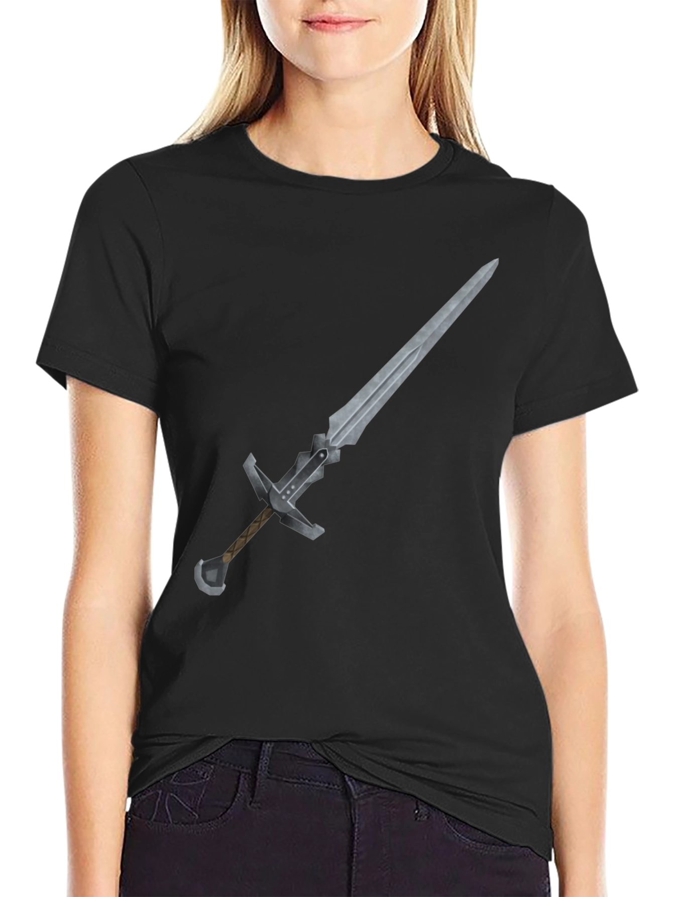 Sword Graphic Tee - Black Cotton T-Shirt