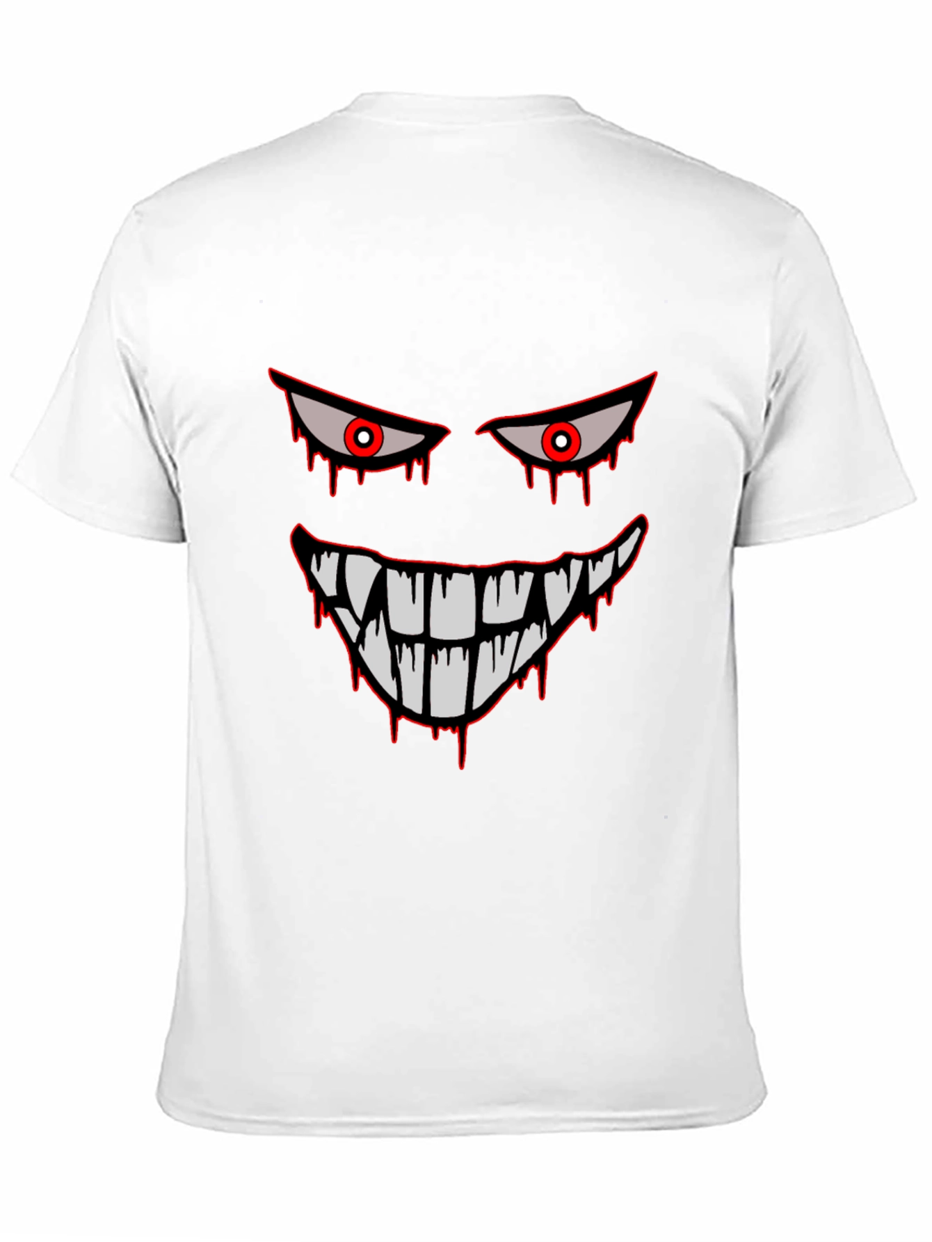 Mens Black Graphic Tee - Spooky Face Design