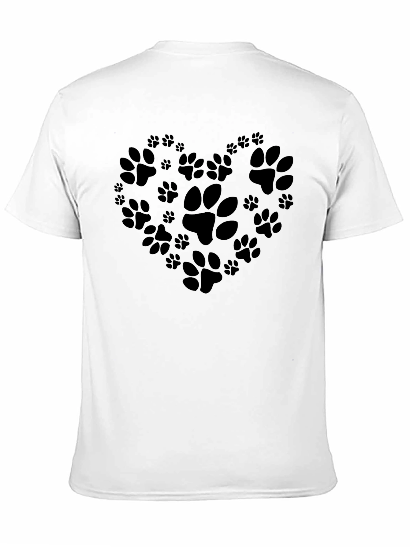 Paw Print Heart T-Shirt - Black Casual Animal Lover