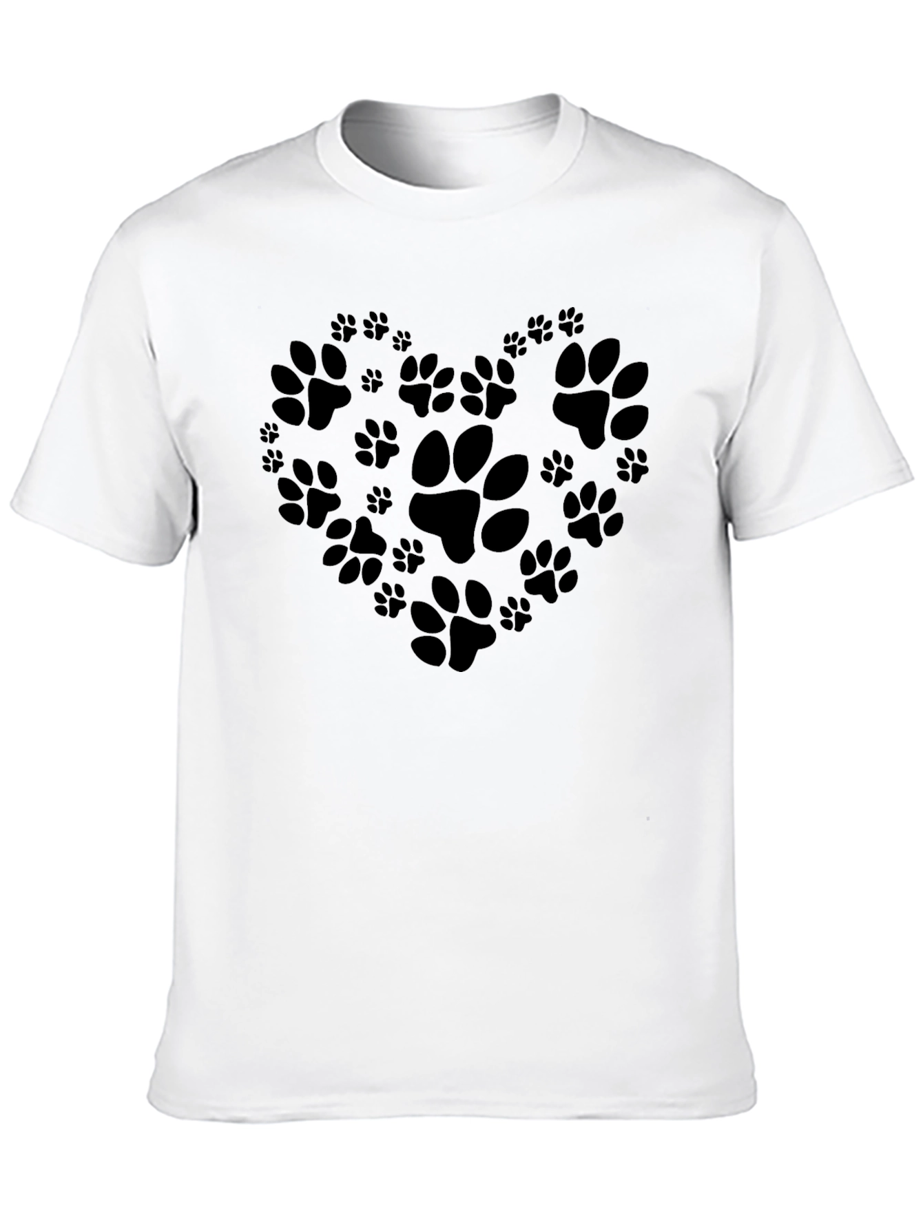 Paw Print Heart T-Shirt - Black Casual Animal Lover