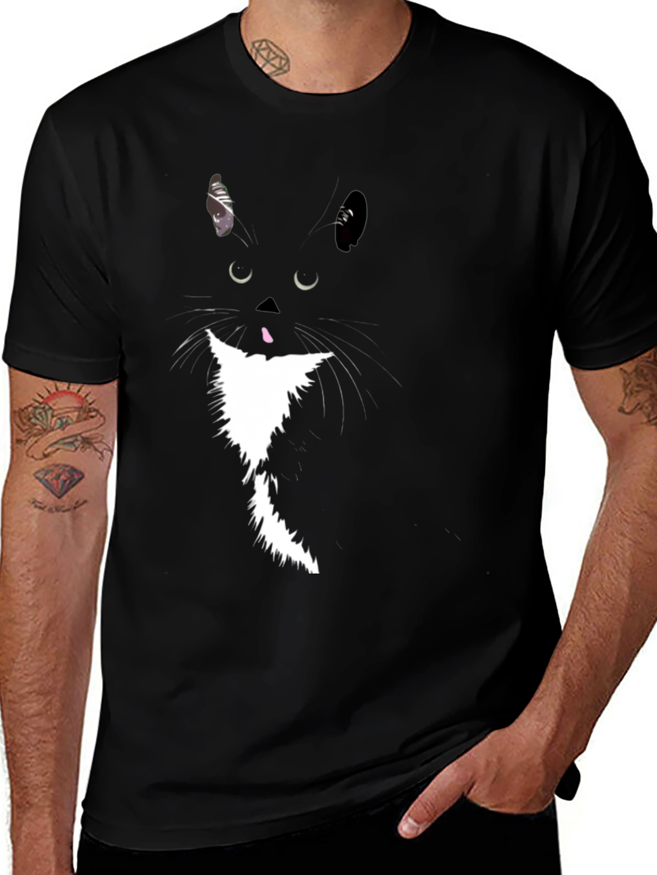 Black Cat Graphic T-Shirt - Quirky & Stylish Tee