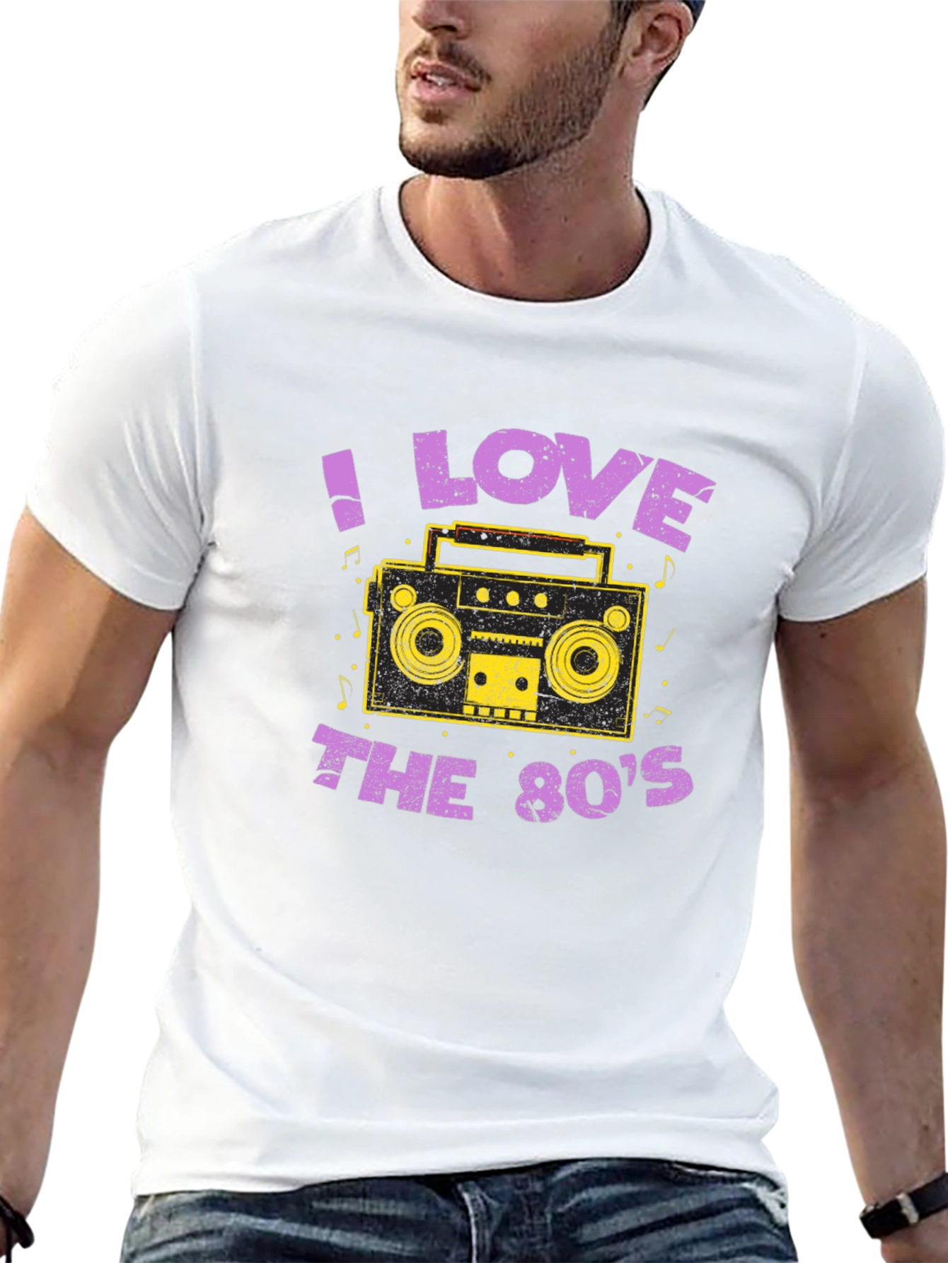 I Love the 80s Retro Boombox Graphic T-Shirt