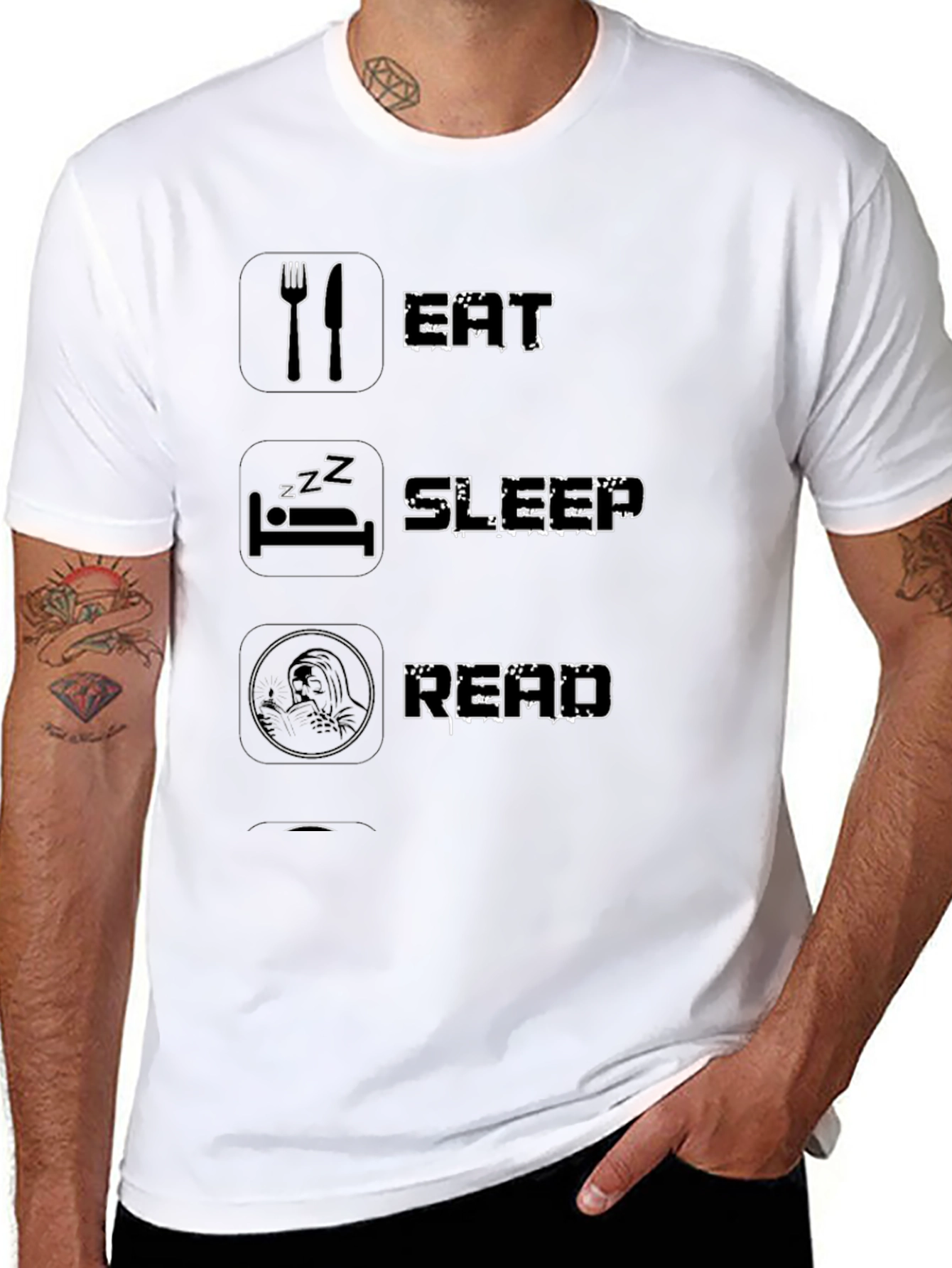 Eat Sleep Read Black Graphic T-Shirt