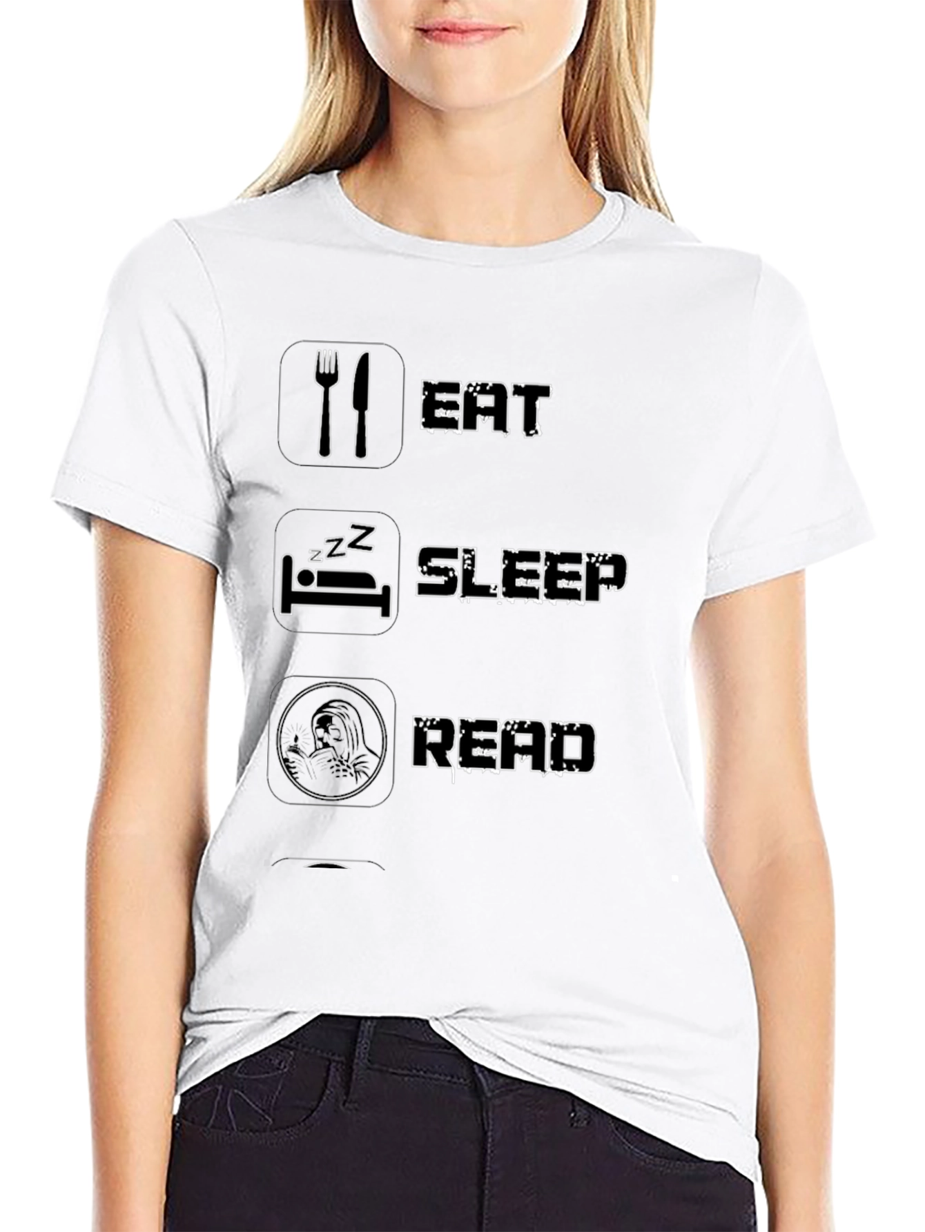 Eat Sleep Read Black Graphic T-Shirt