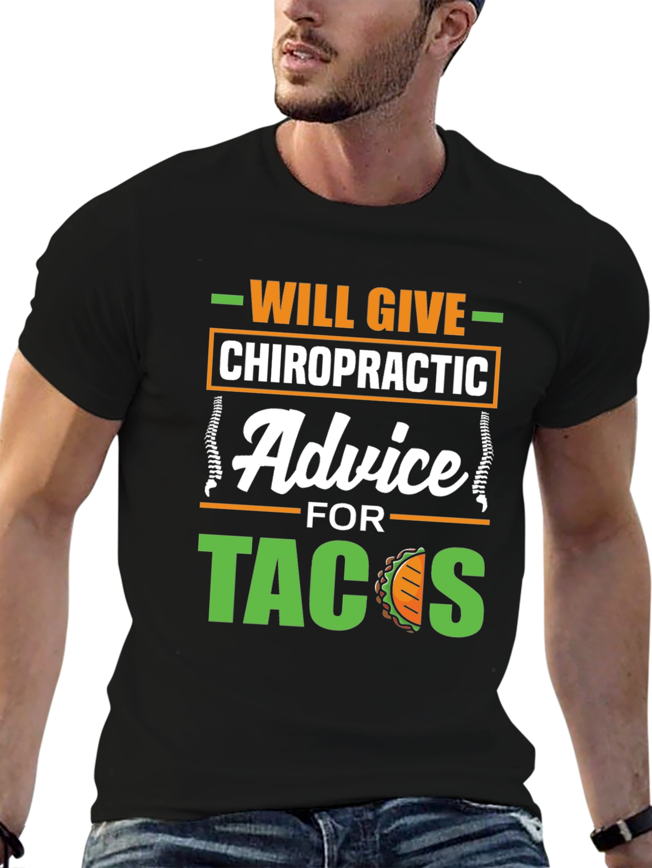 Chiropractic Advice for Tacos Funny Graphic T-Shirt