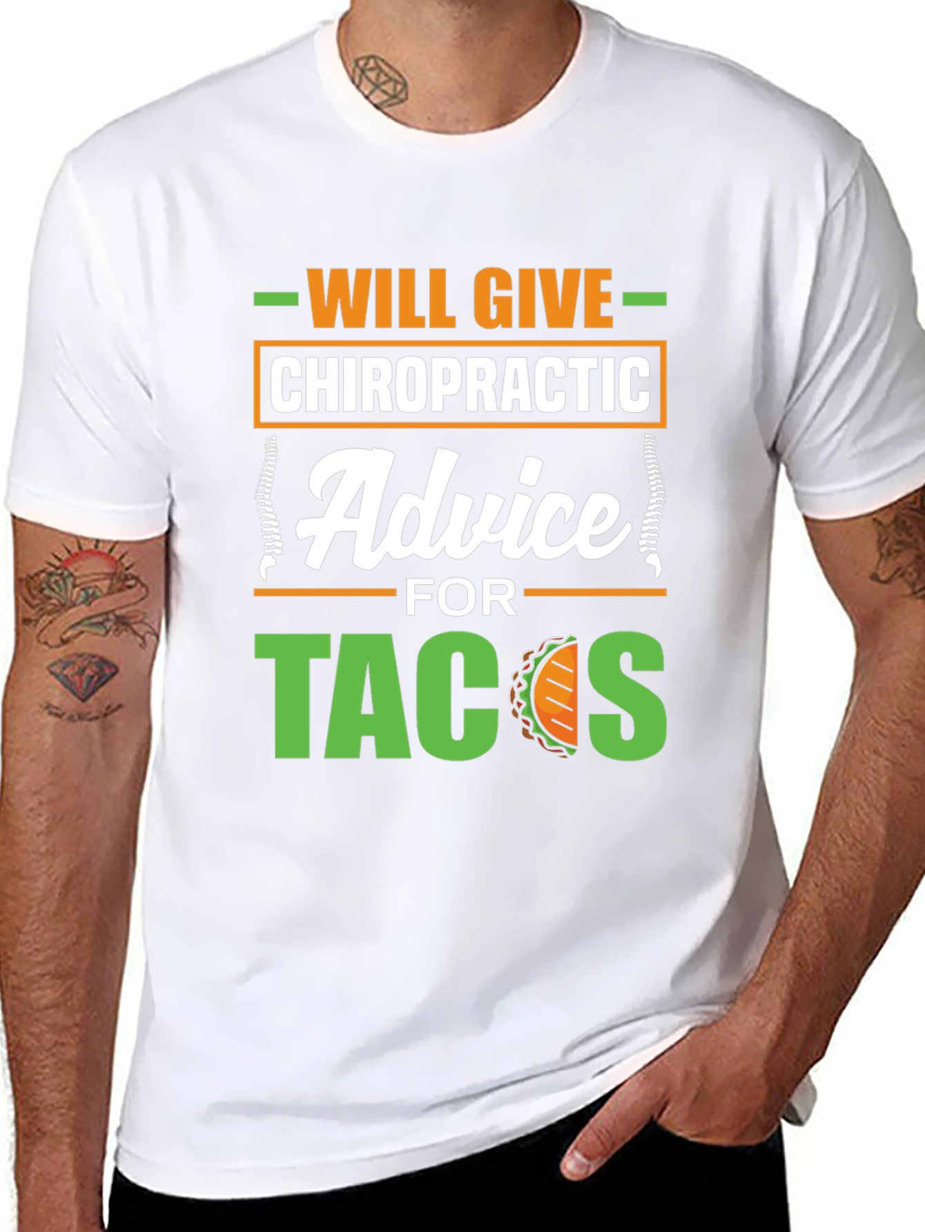 Chiropractic Advice for Tacos Funny Graphic T-Shirt