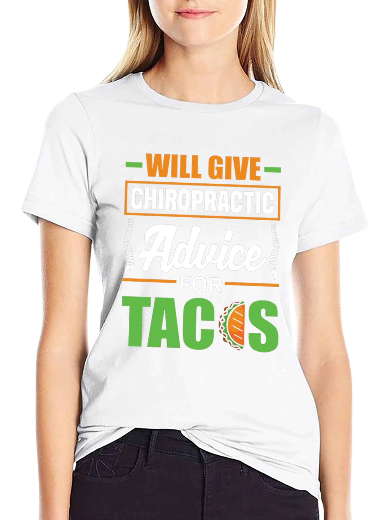 Chiropractic Advice for Tacos Funny Graphic T-Shirt