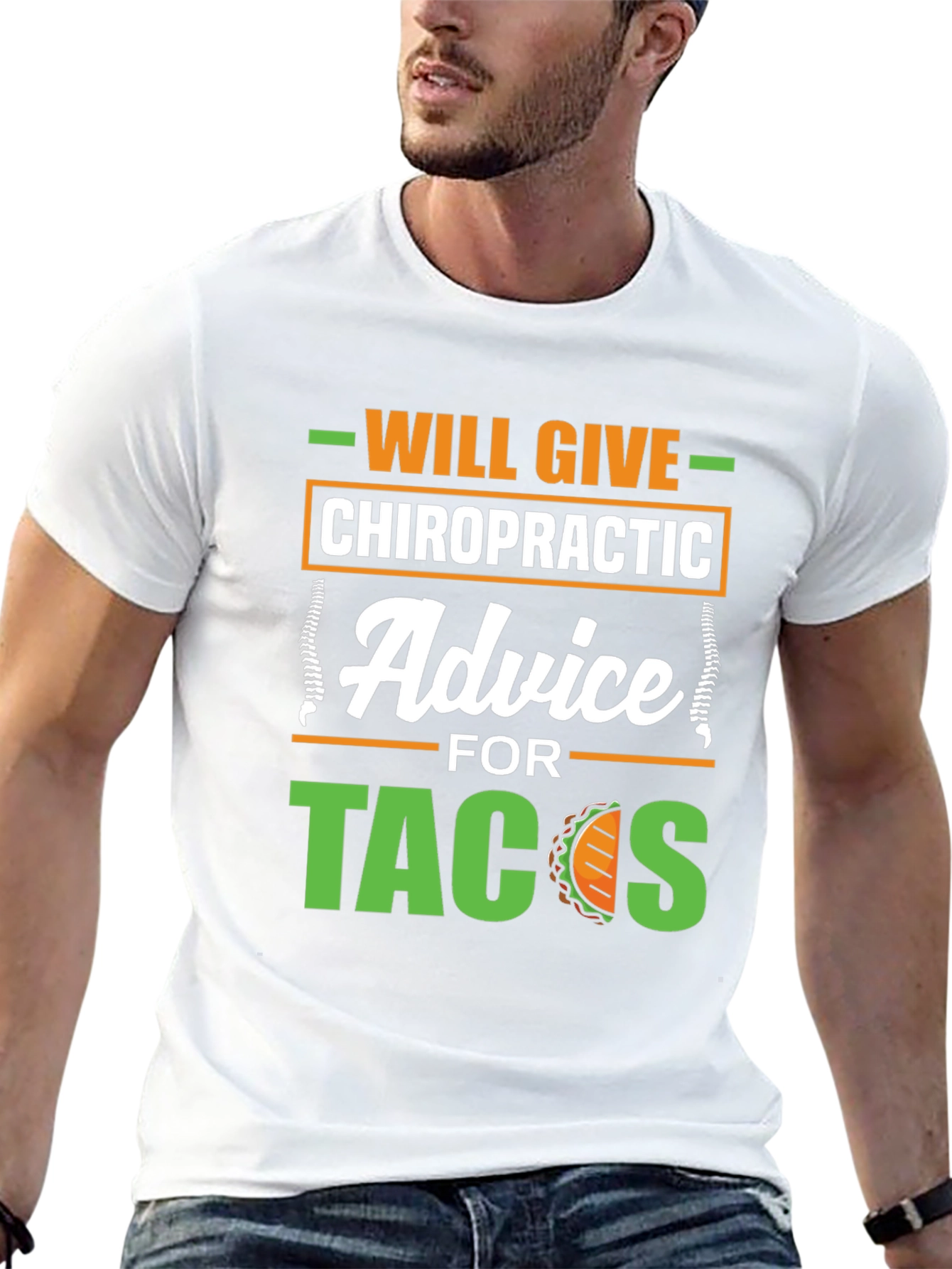 Chiropractic Advice for Tacos Funny Graphic T-Shirt