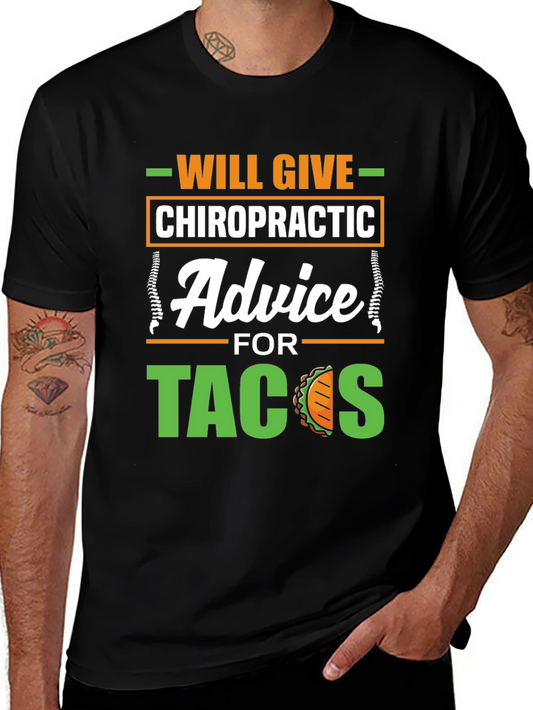Chiropractic Advice for Tacos Funny Graphic T-Shirt