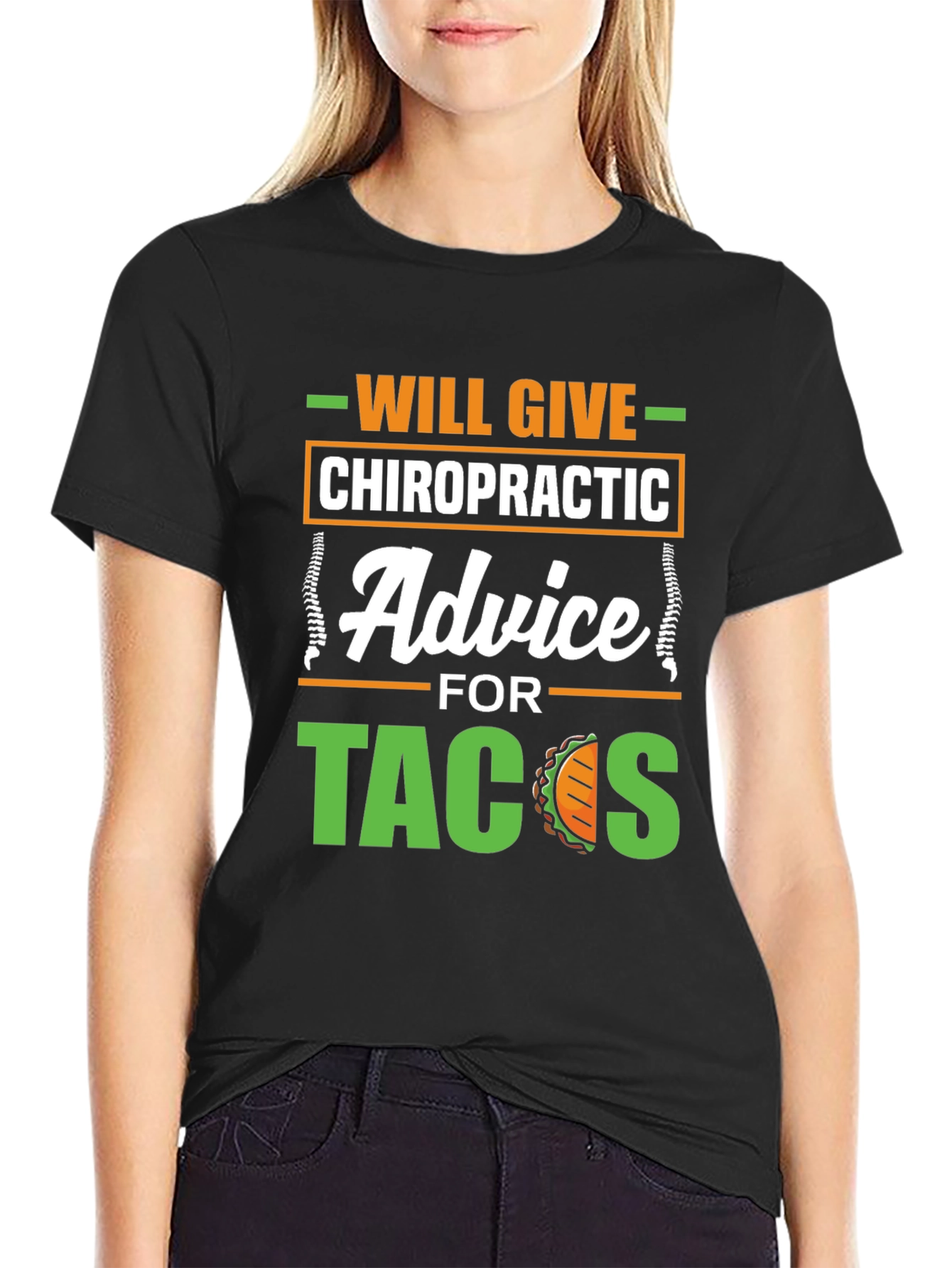 Chiropractic Advice for Tacos Funny Graphic T-Shirt