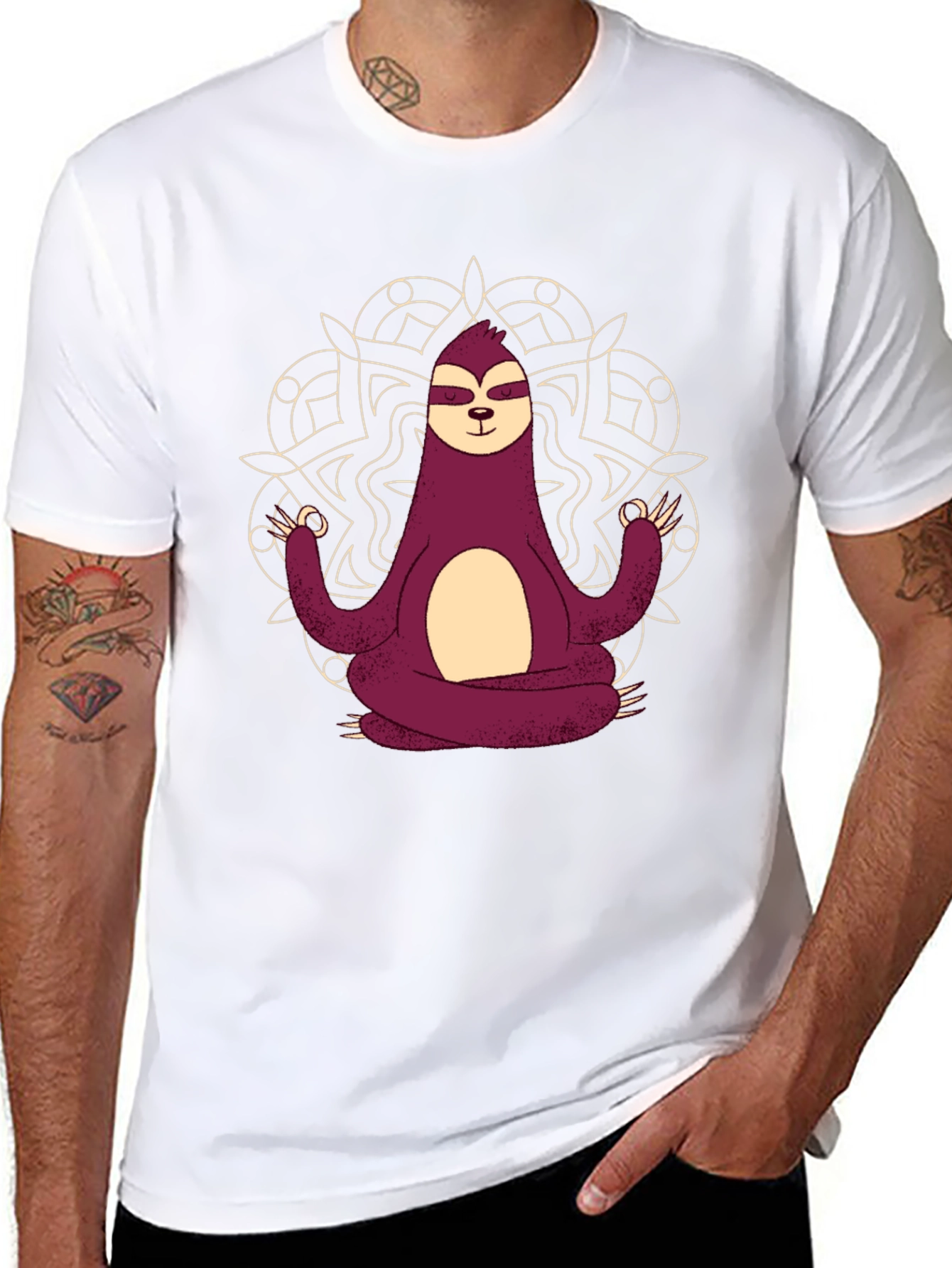 Meditating Sloth Mandala Graphic Tee