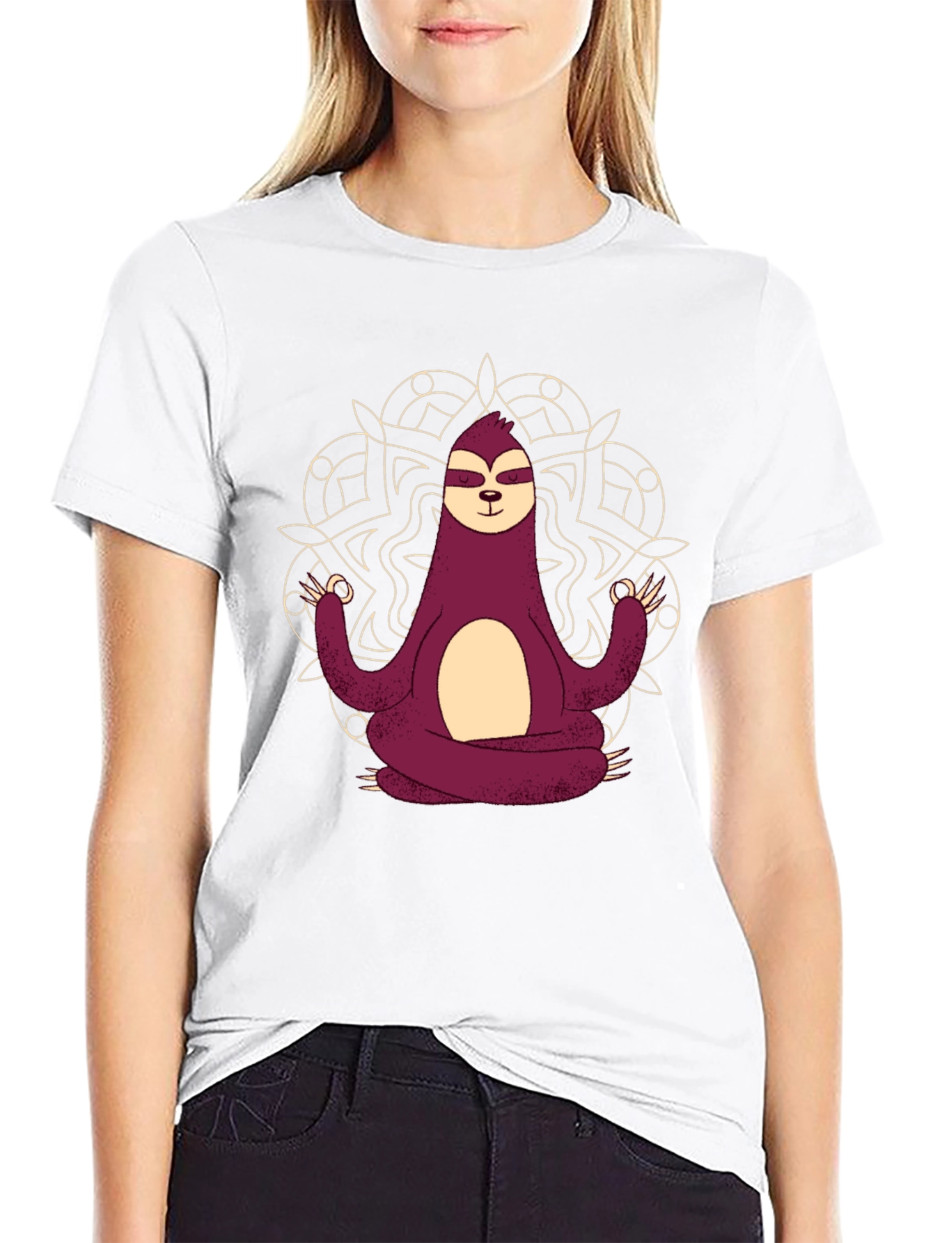 Meditating Sloth Mandala Graphic Tee