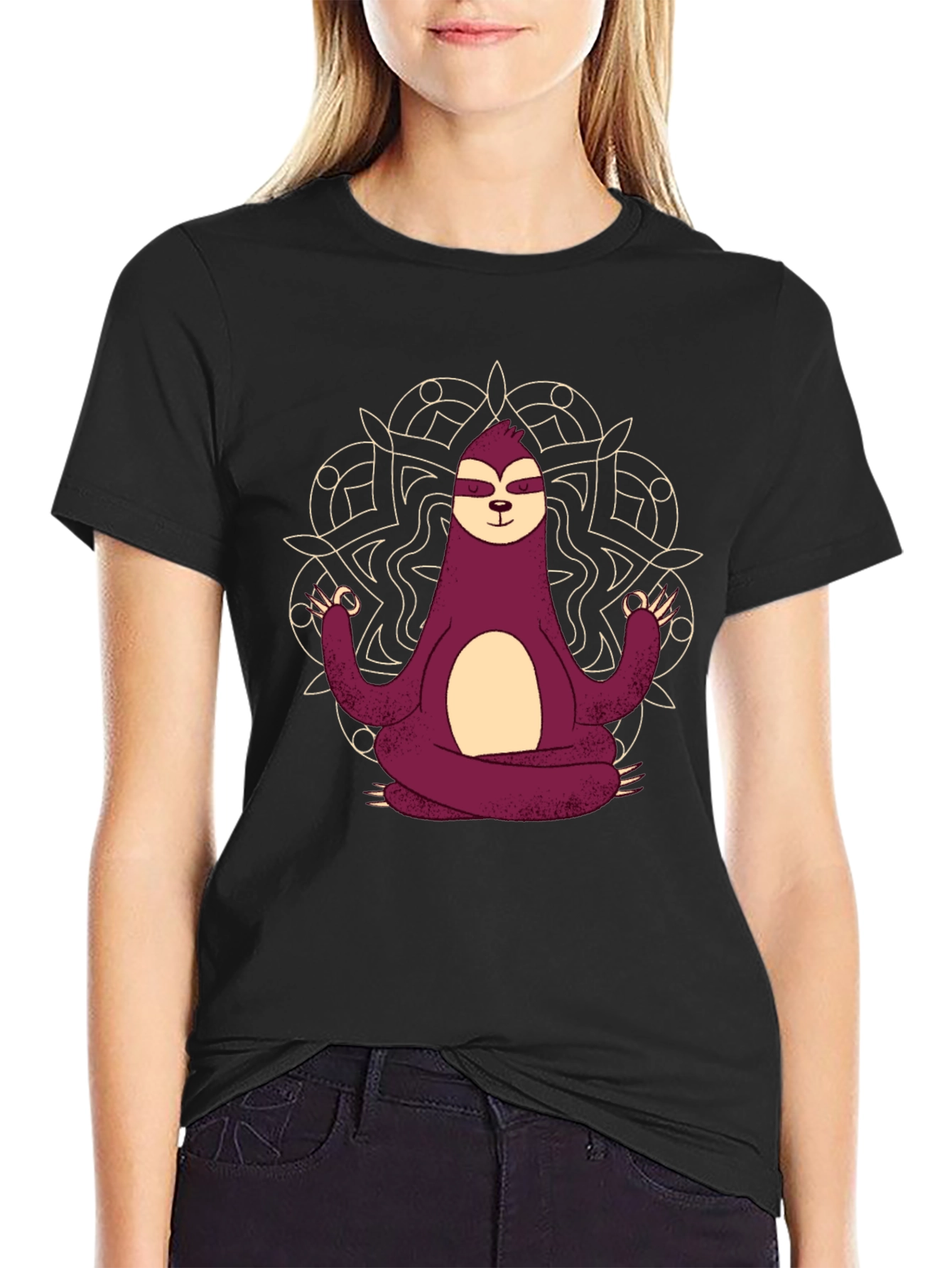 Meditating Sloth Mandala Graphic Tee