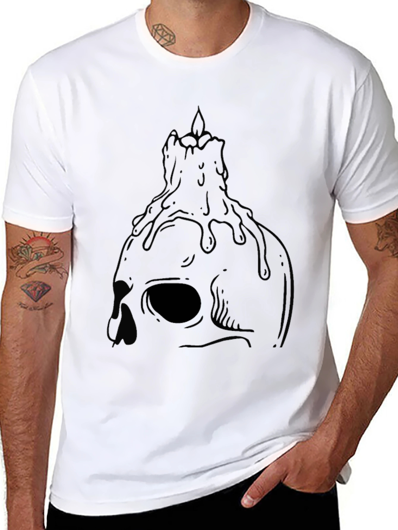 Skull Candle Graphic Tee - Edgy Streetwear