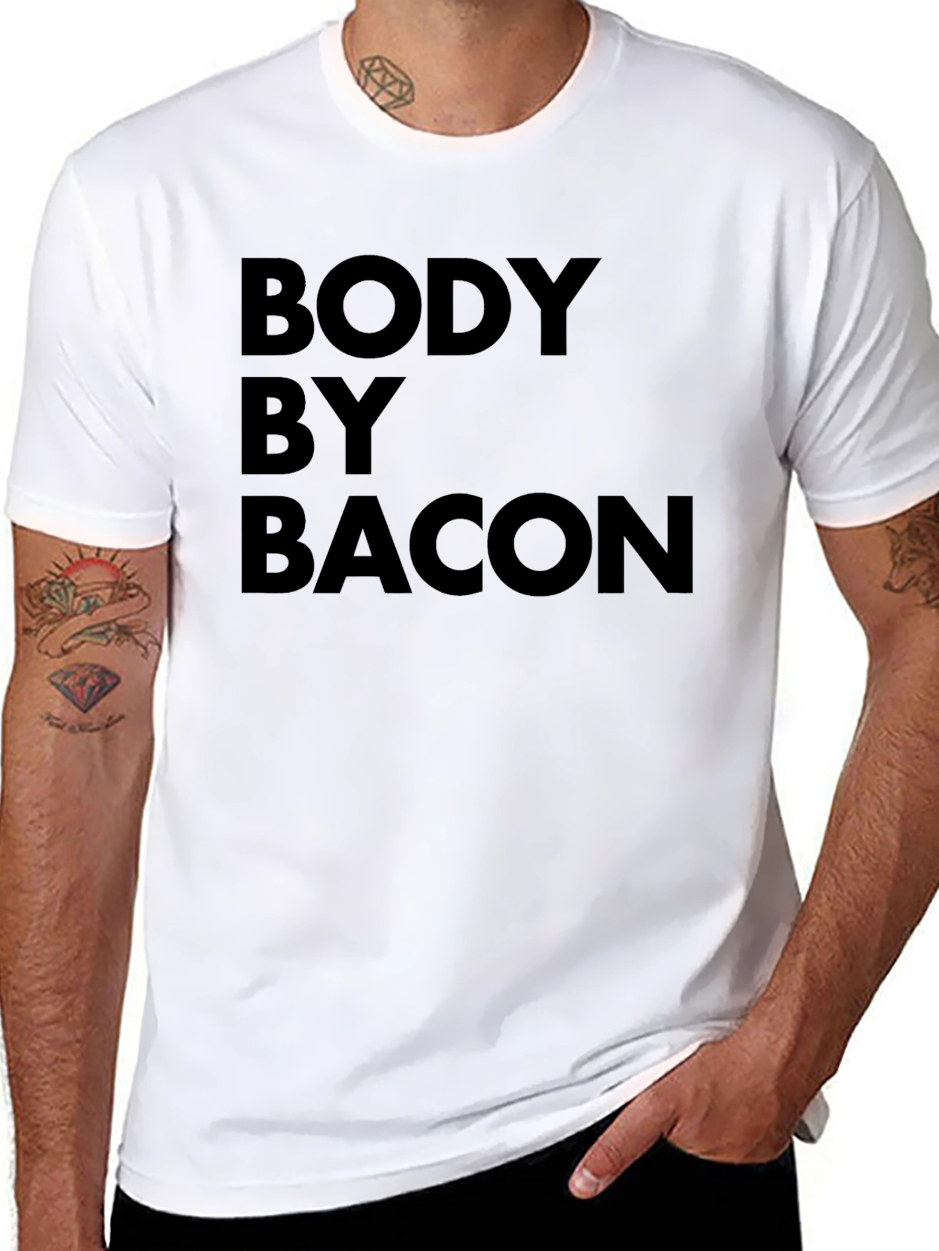 Body by Bacon - Funny Graphic T-Shirt