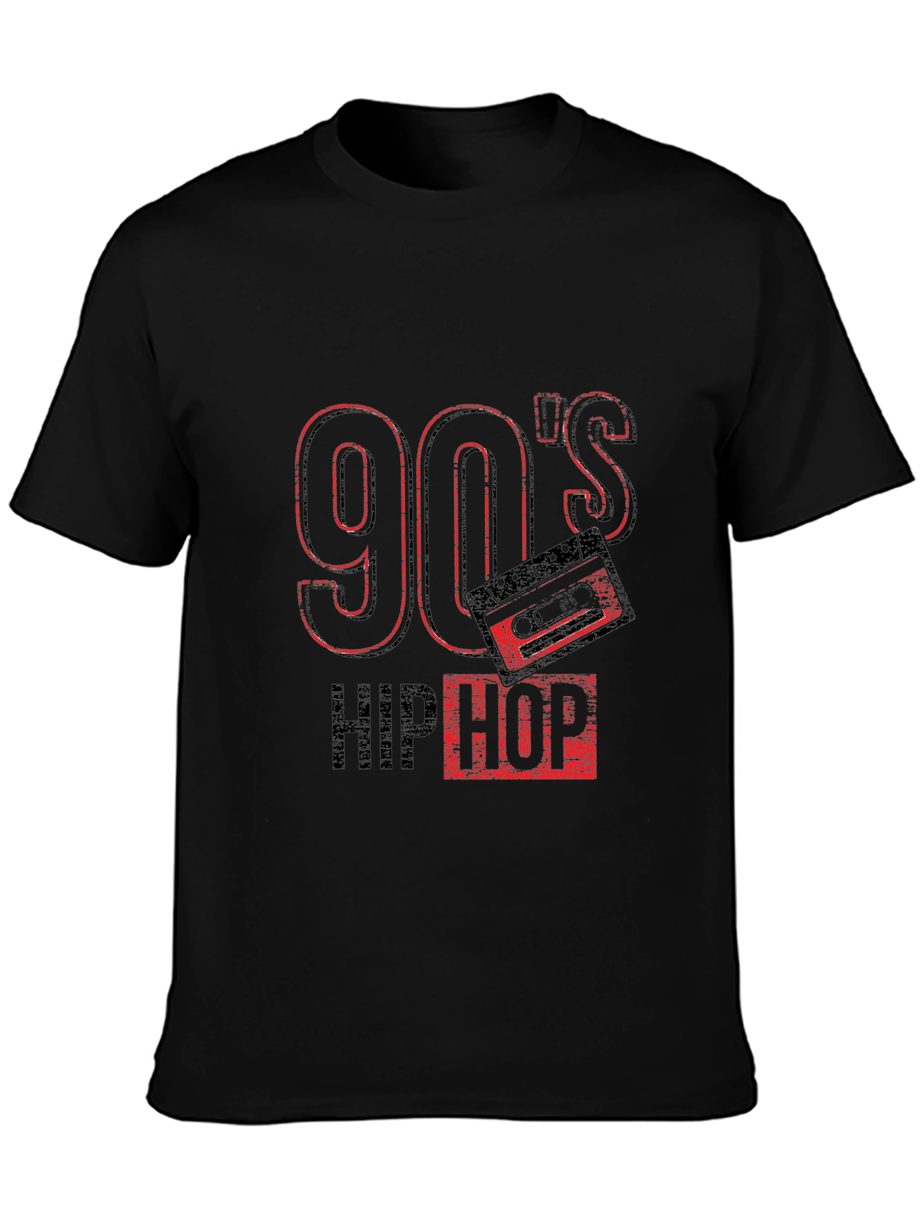 90s Hip Hop Graphic Black T-Shirt
