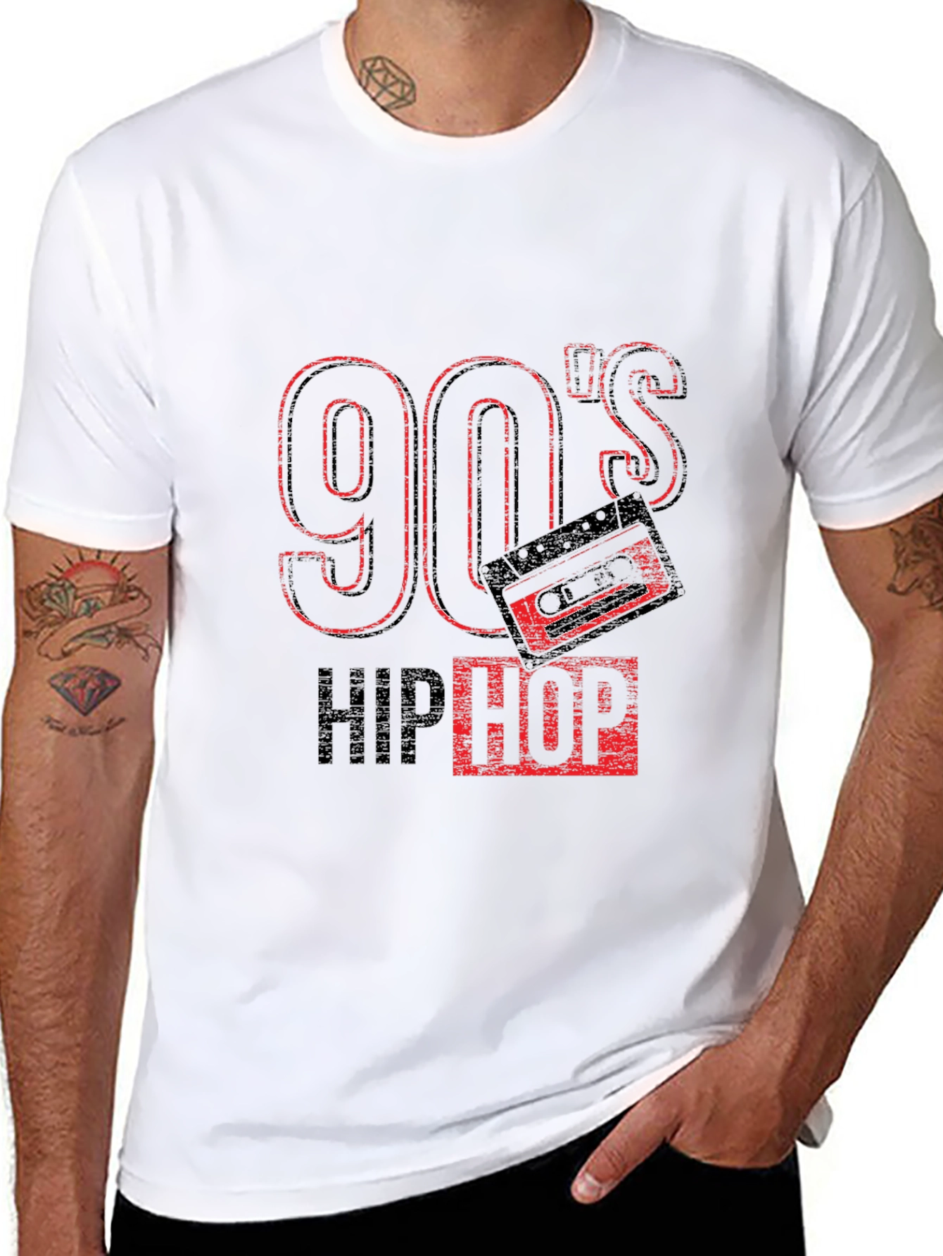 90s Hip Hop Graphic Black T-Shirt