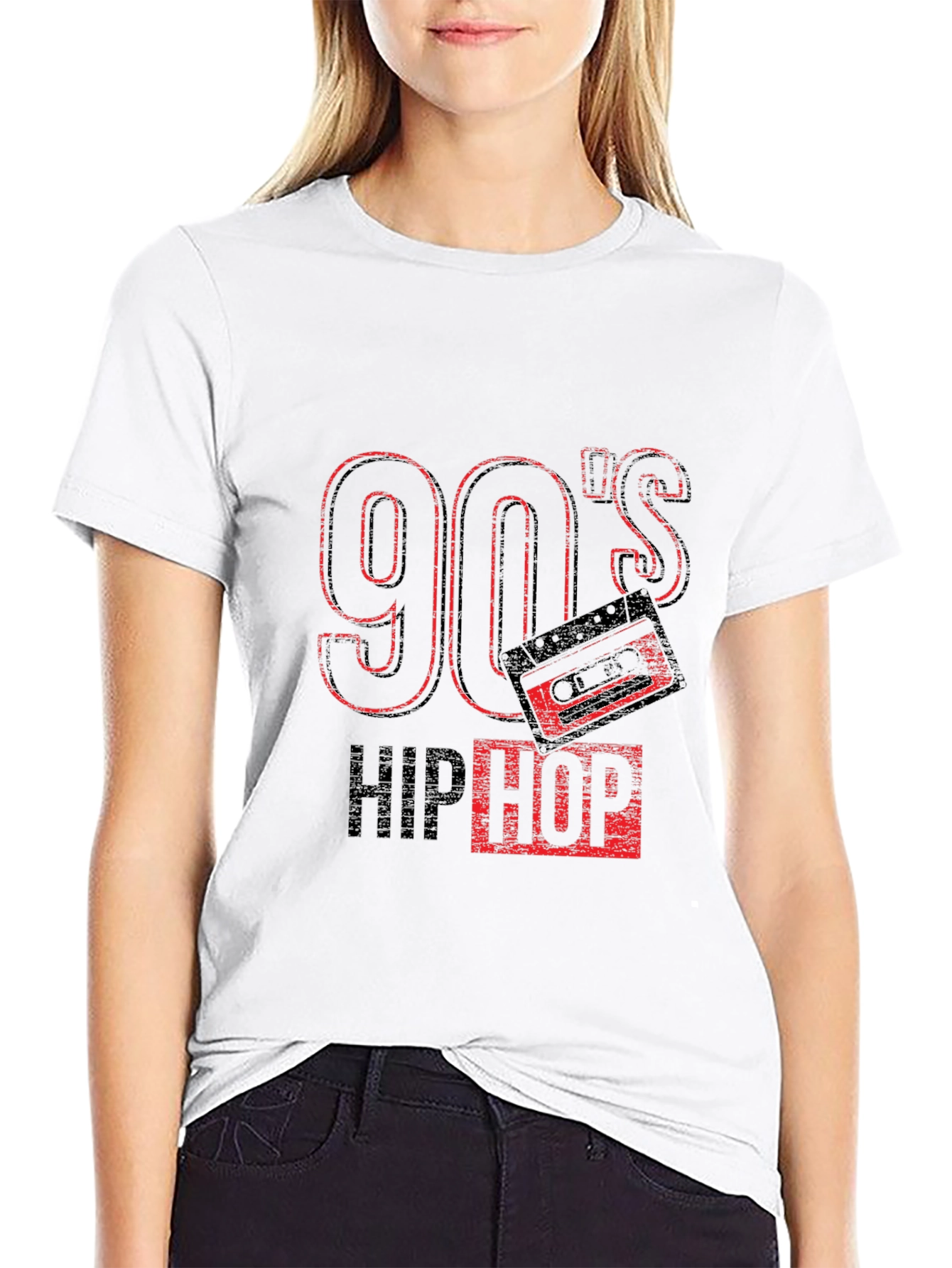 90s Hip Hop Graphic Black T-Shirt