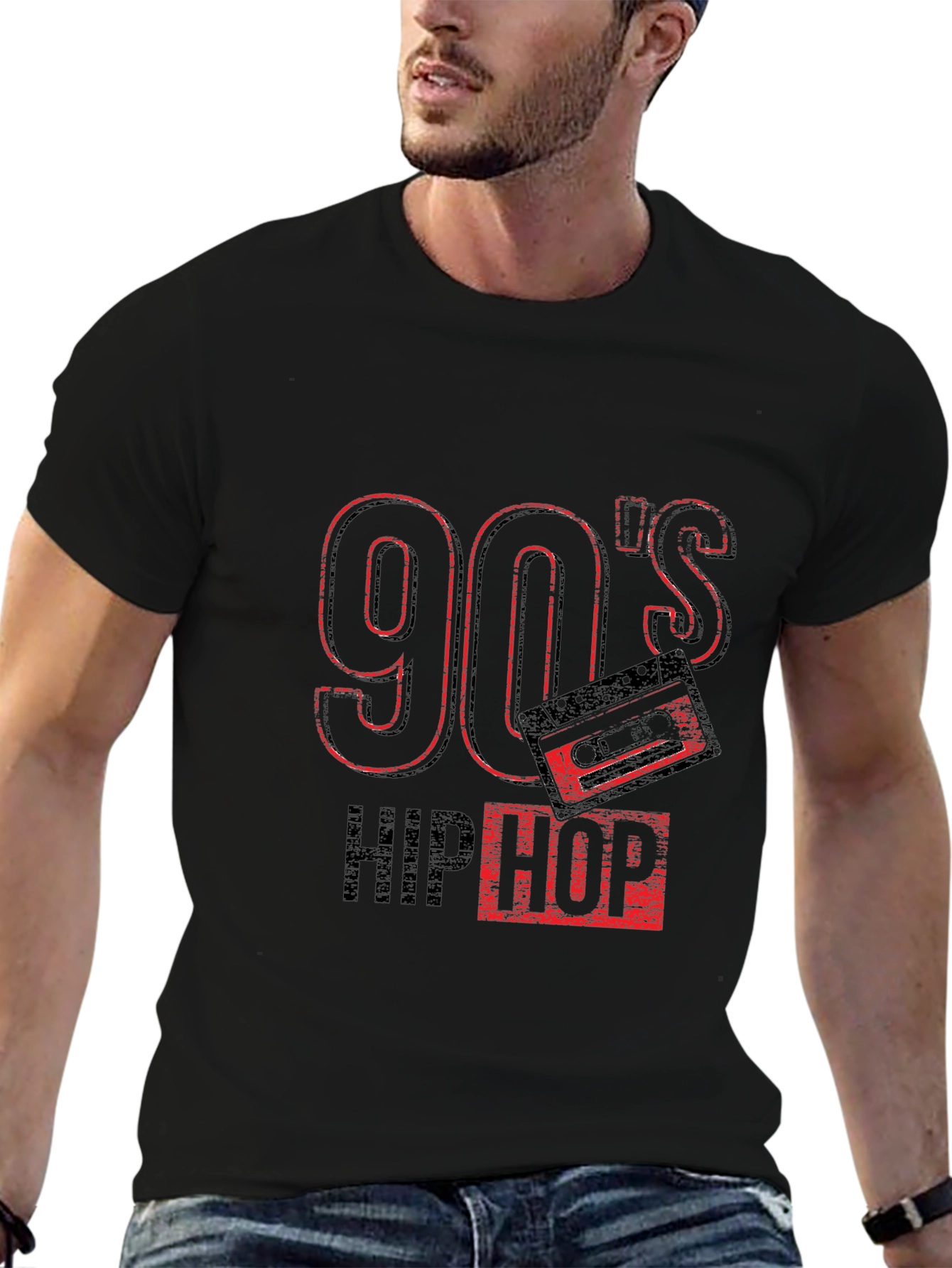 90s Hip Hop Graphic Black T-Shirt