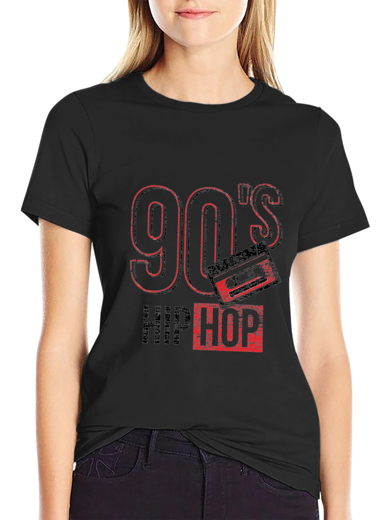 90s Hip Hop Graphic Black T-Shirt