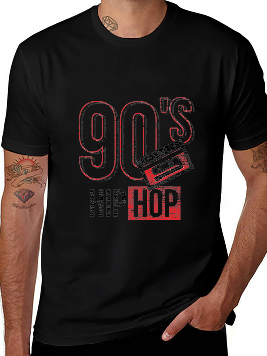 90s Hip Hop Graphic Black T-Shirt