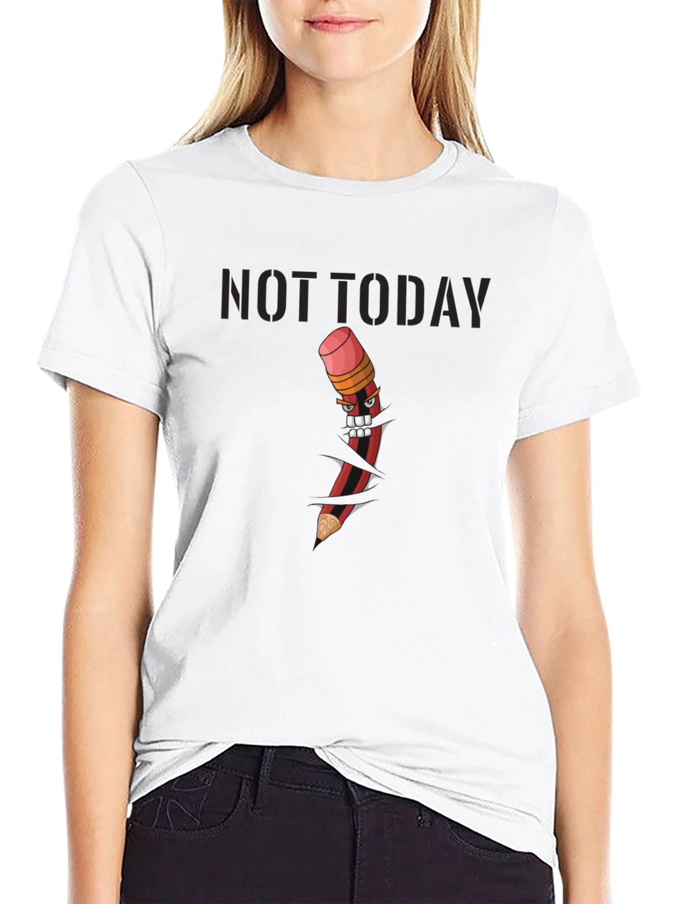 Not Today Graphic Tee - Angry Pencil Design