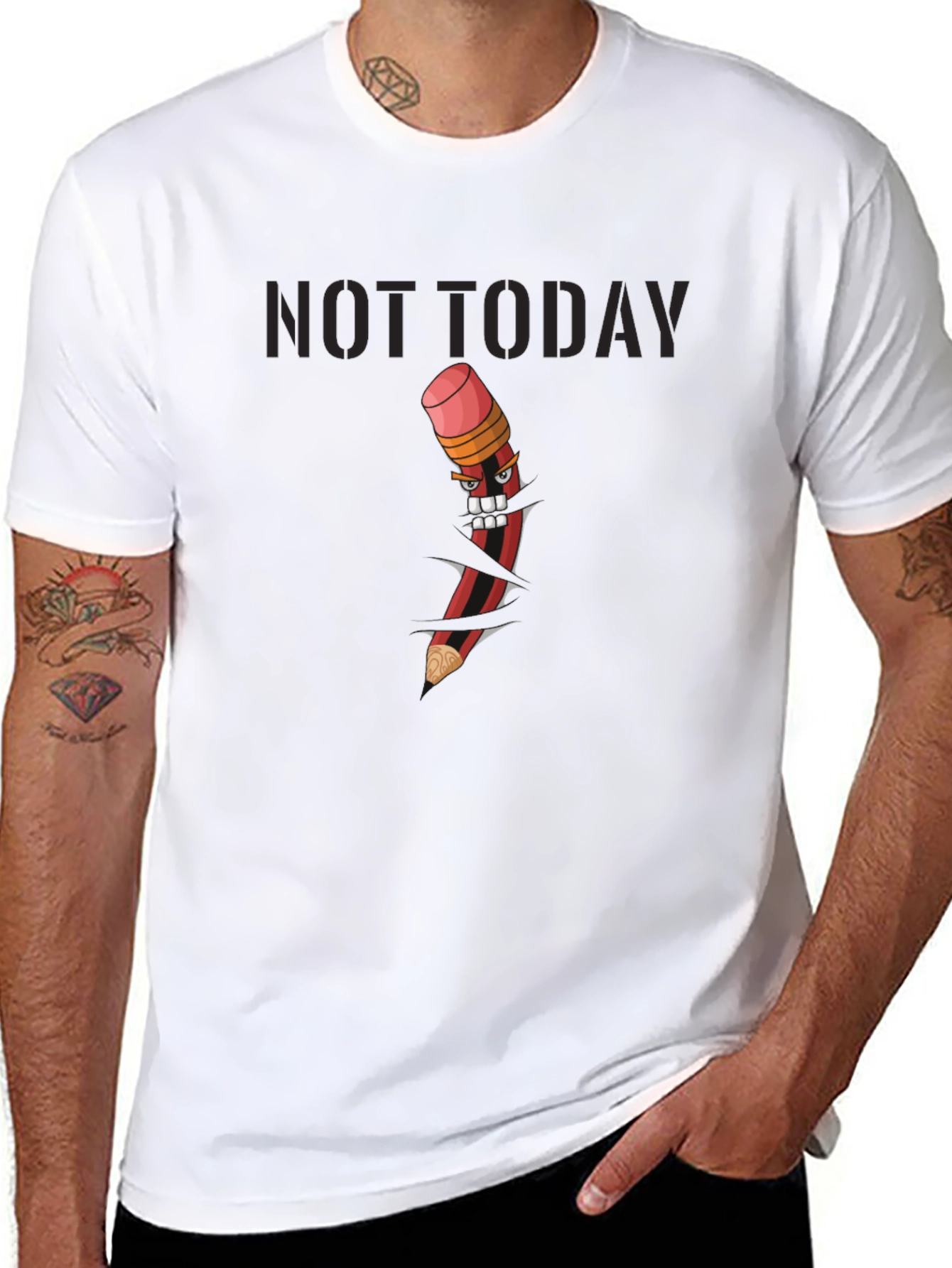 Not Today Graphic Tee - Angry Pencil Design