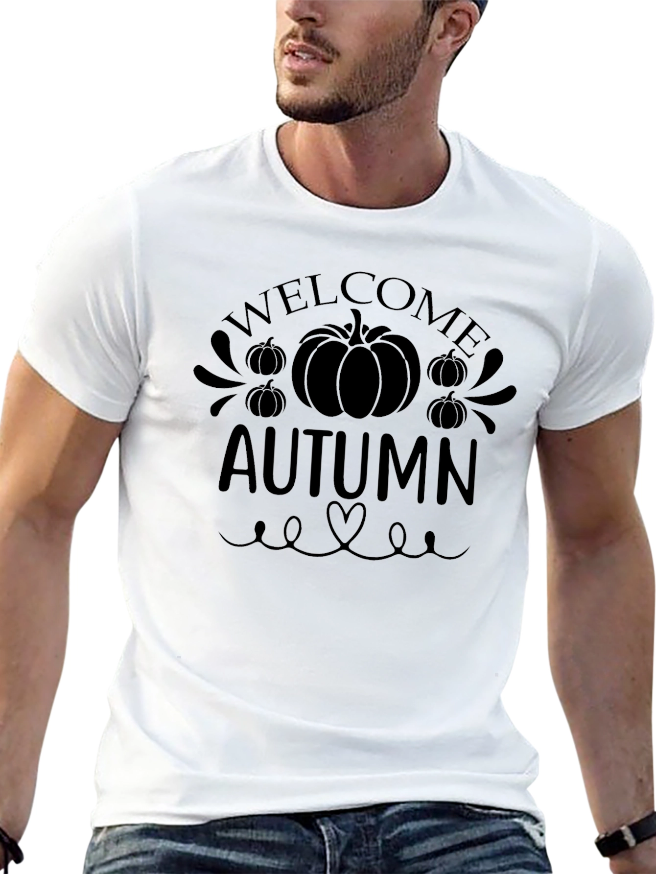 Welcome Autumn Pumpkin T-Shirt - Black