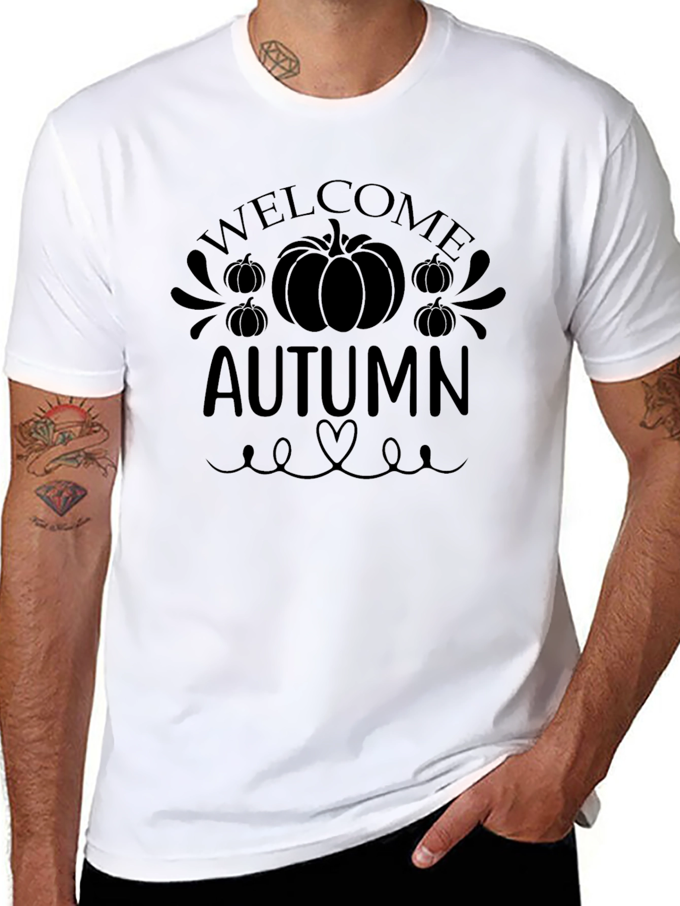 Welcome Autumn Pumpkin T-Shirt - Black