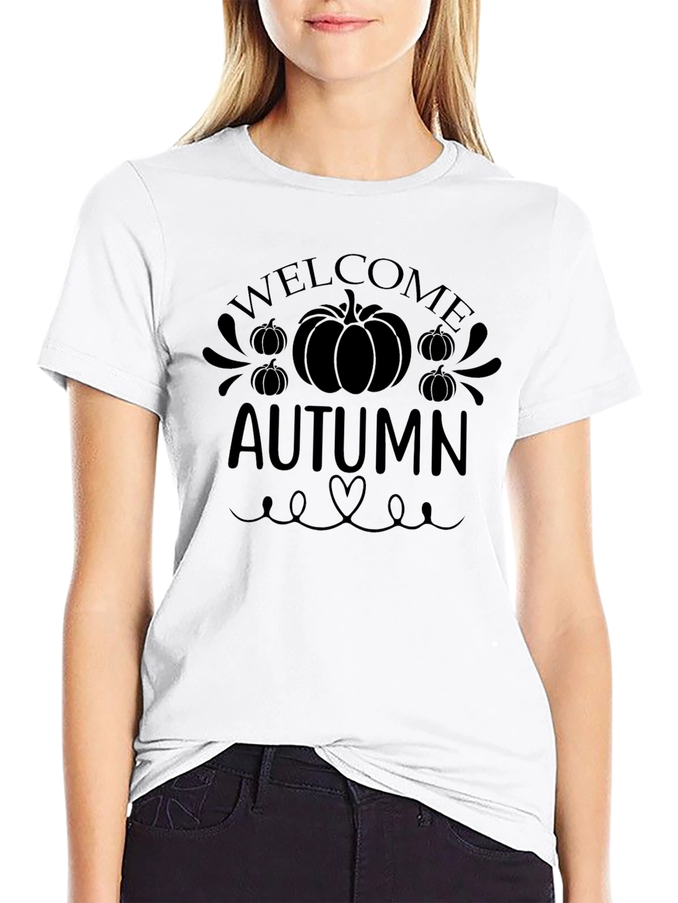 Welcome Autumn Pumpkin T-Shirt - Black