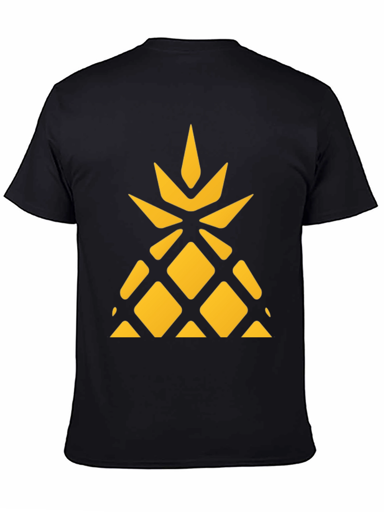 Geometric Pineapple Graphic Tee - Black Cotton Shirt