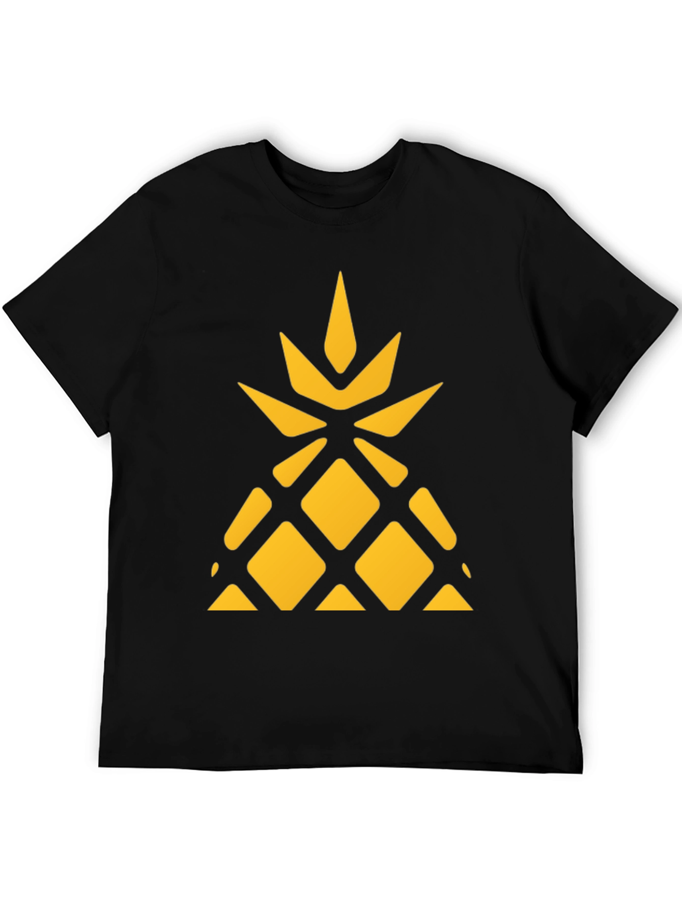 Geometric Pineapple Graphic Tee - Black Cotton Shirt