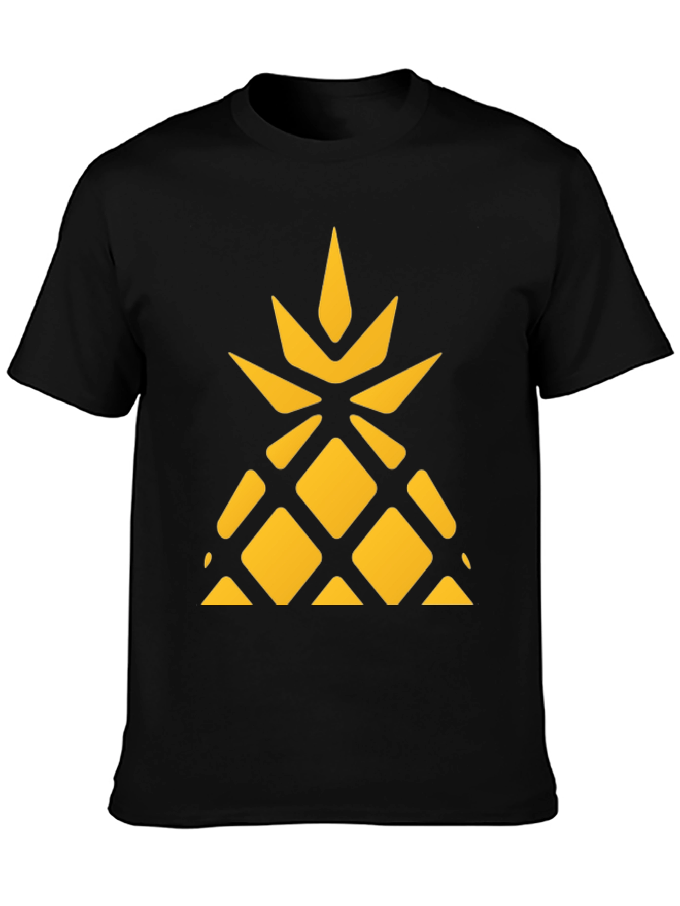 Geometric Pineapple Graphic Tee - Black Cotton Shirt