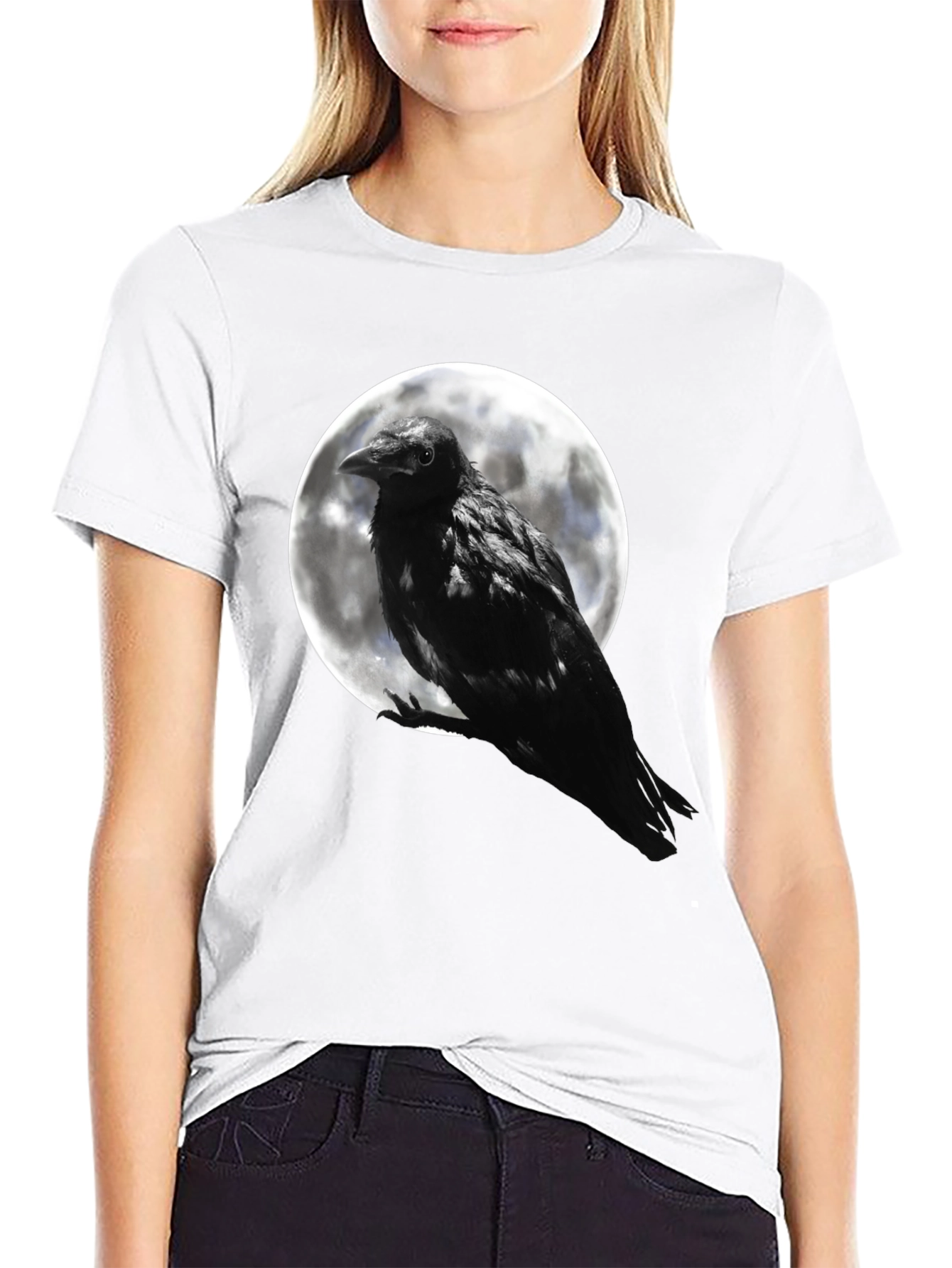 Raven Moon T-Shirt - Gothic Black Crow Tee